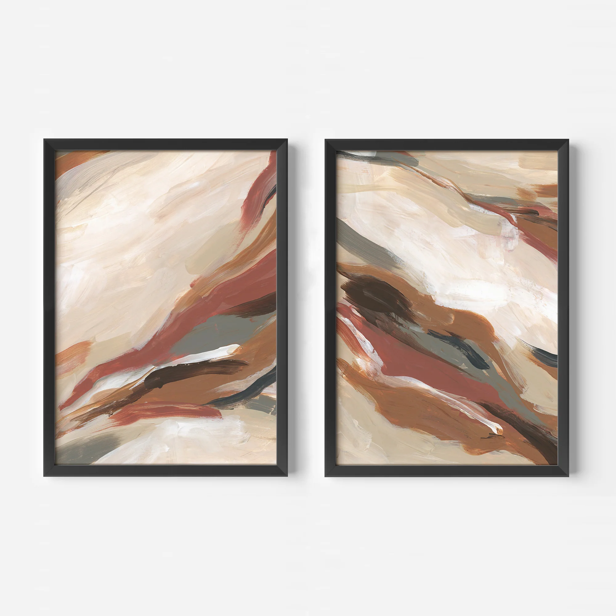 Abstract Earth Tones Paintings - Set of 2 - Image 3