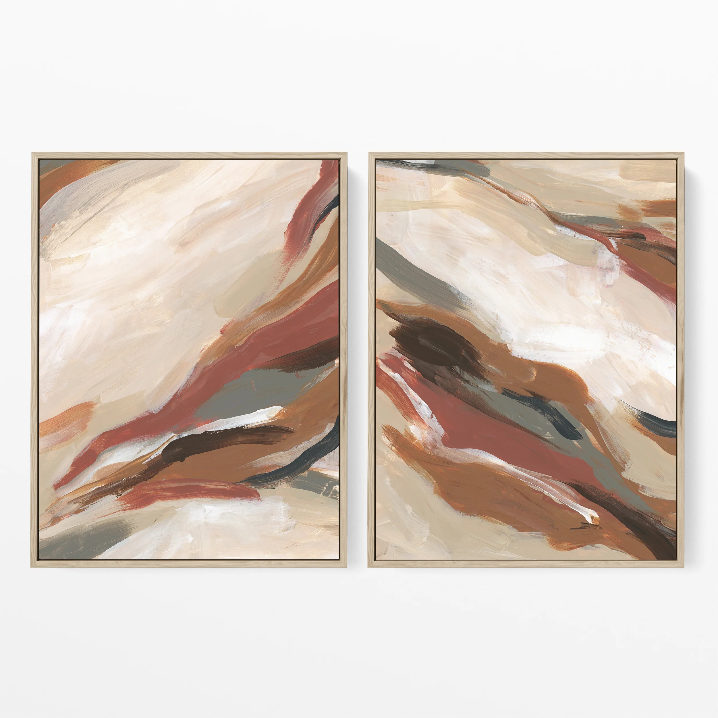Abstract Earth Tones Paintings - Set of 2 - Image 5