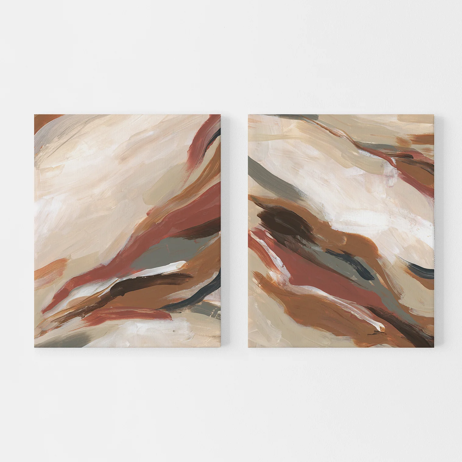 Abstract Earth Tones Paintings - Set of 2 - Image 6