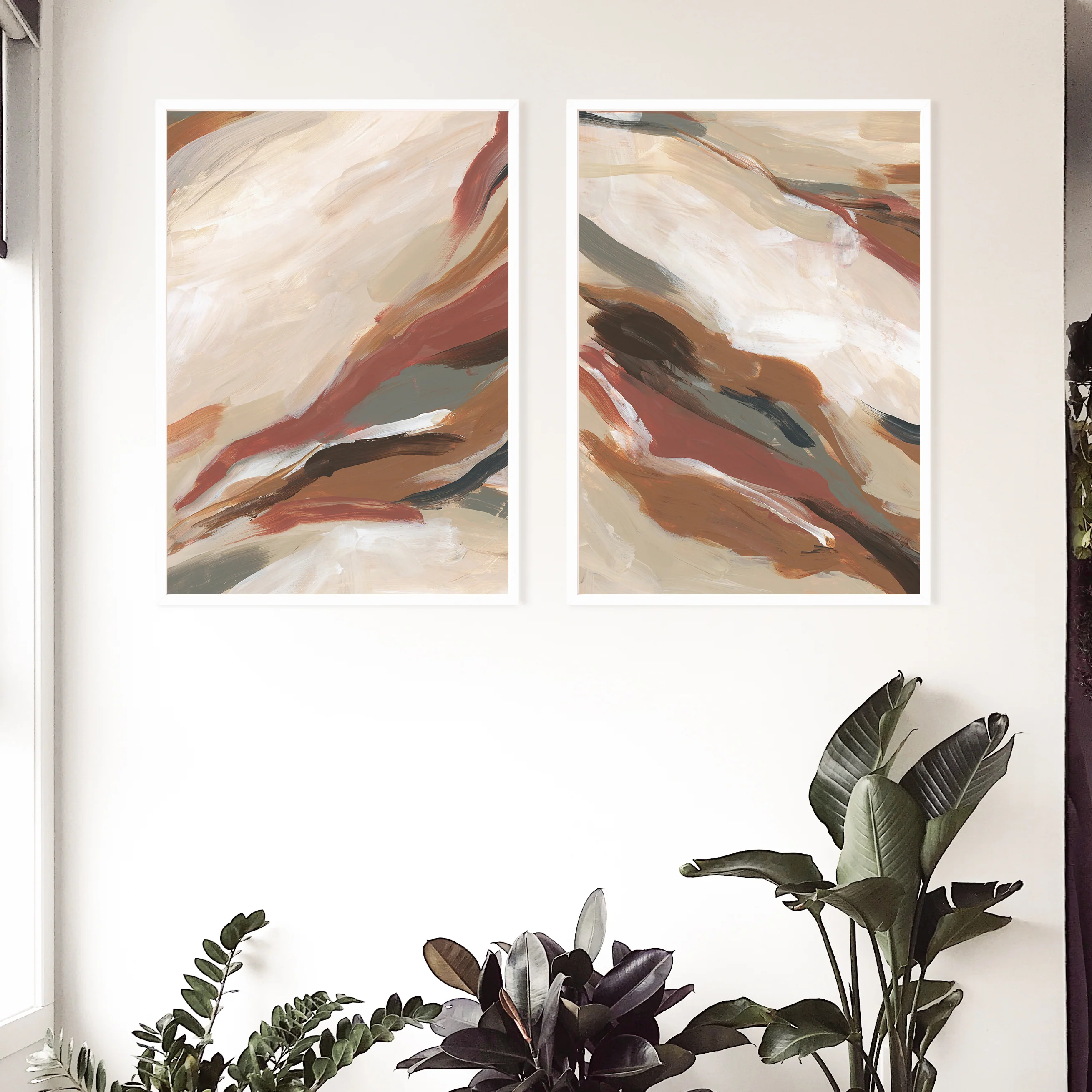 Abstract Earth Tones Paintings - Set of 2 - Image 7