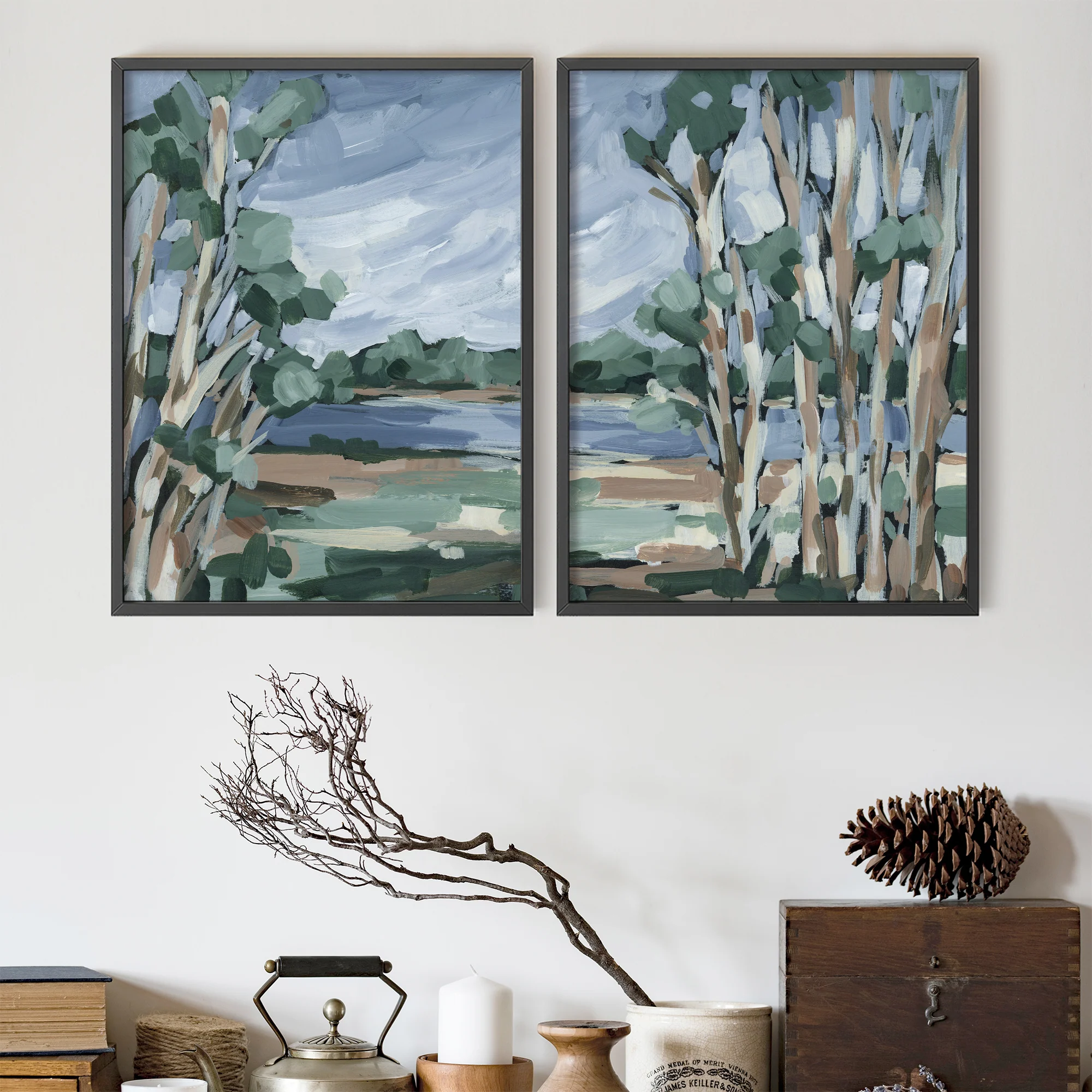 Beneath the Birch Diptych - Set of 2 - Image 7