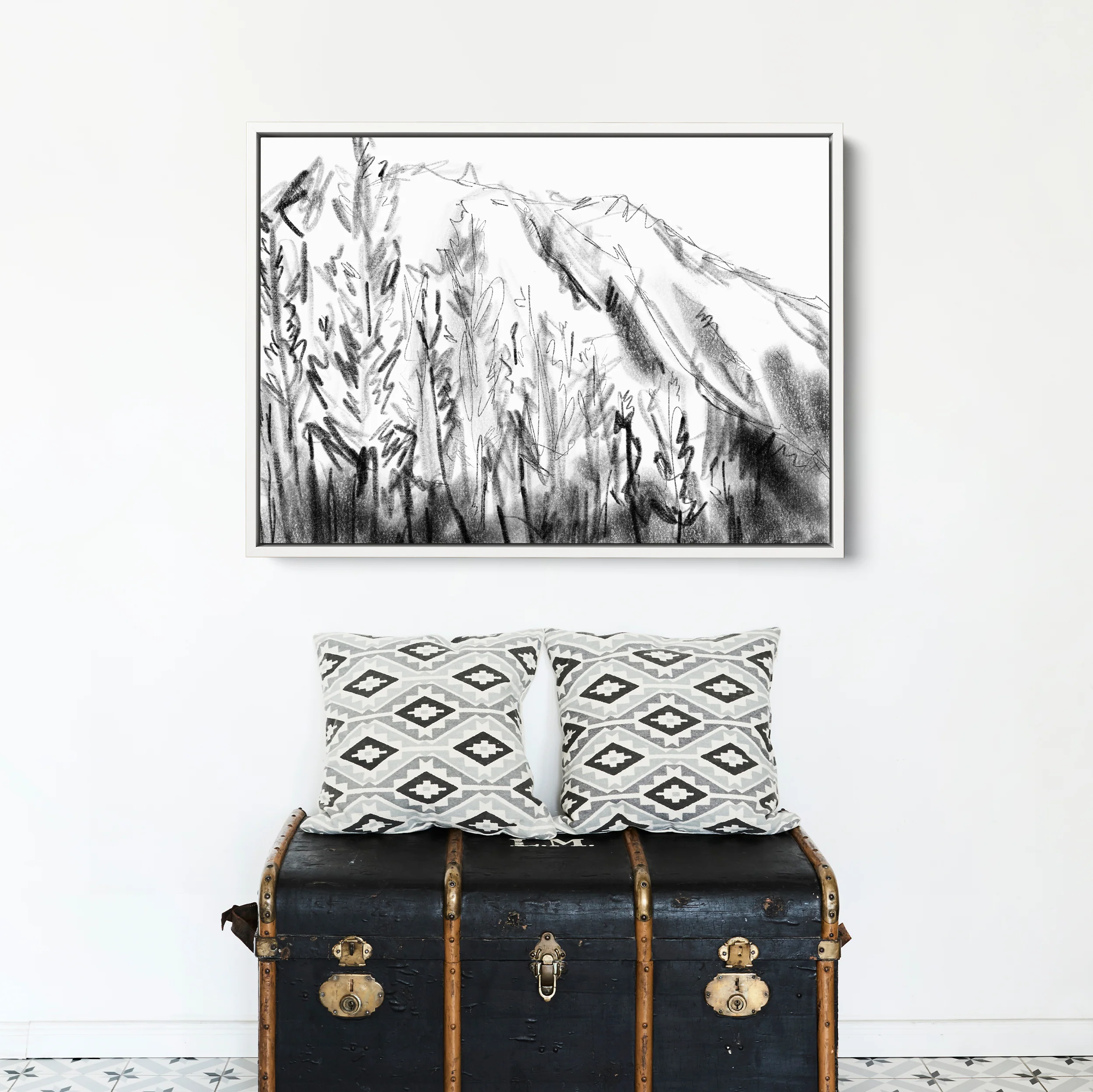 Black and White Mountain Landscape - Image 8