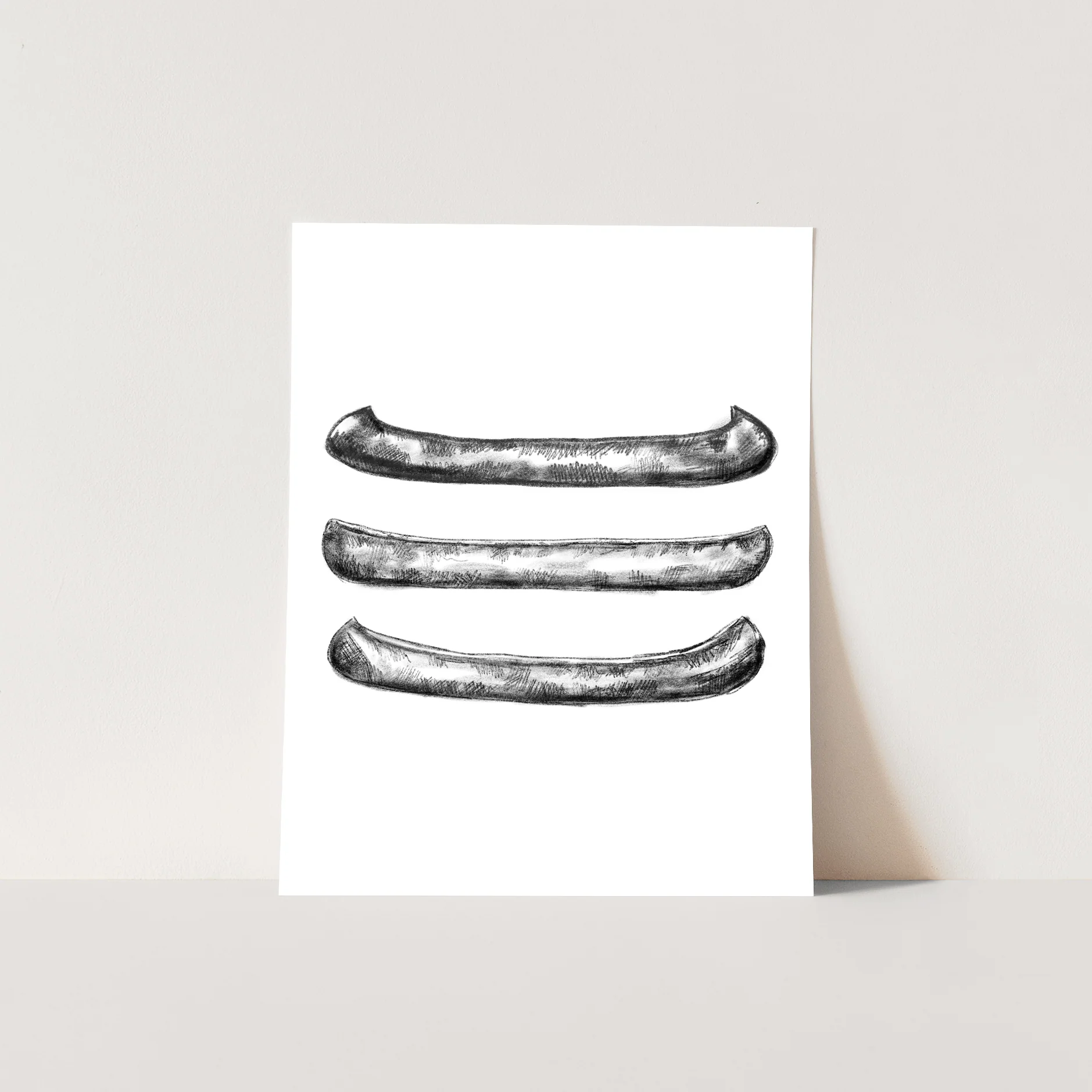 Black + White Canoe Illustration - Image 6
