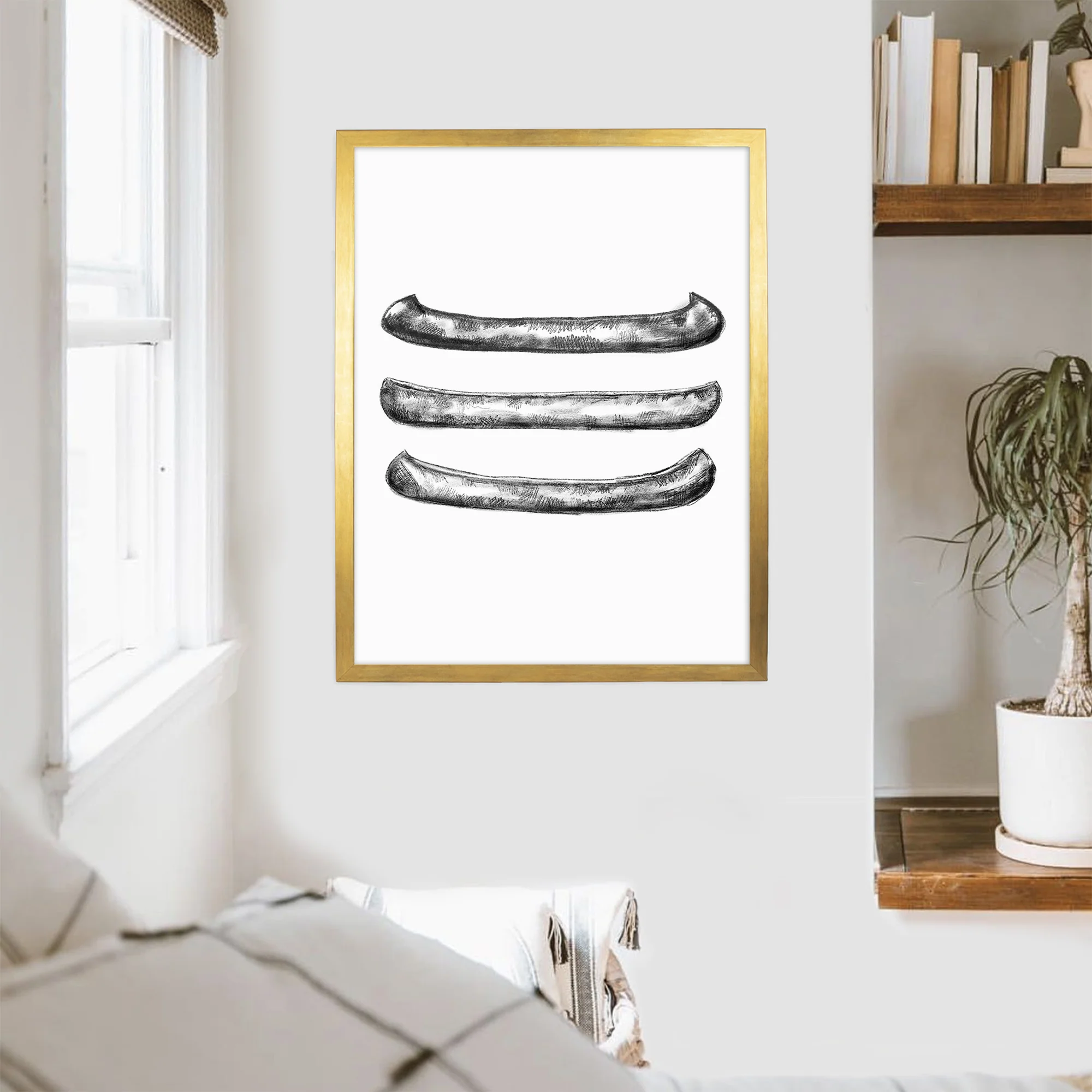 Black + White Canoe Illustration - Image 8