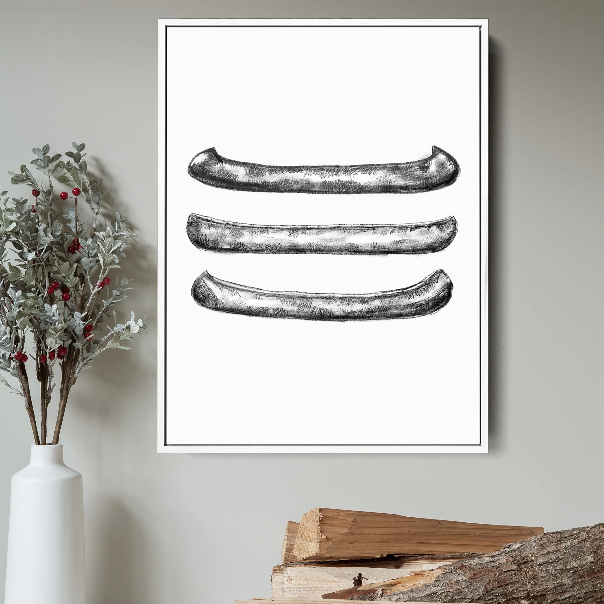 Black + White Canoe Illustration - Image 9