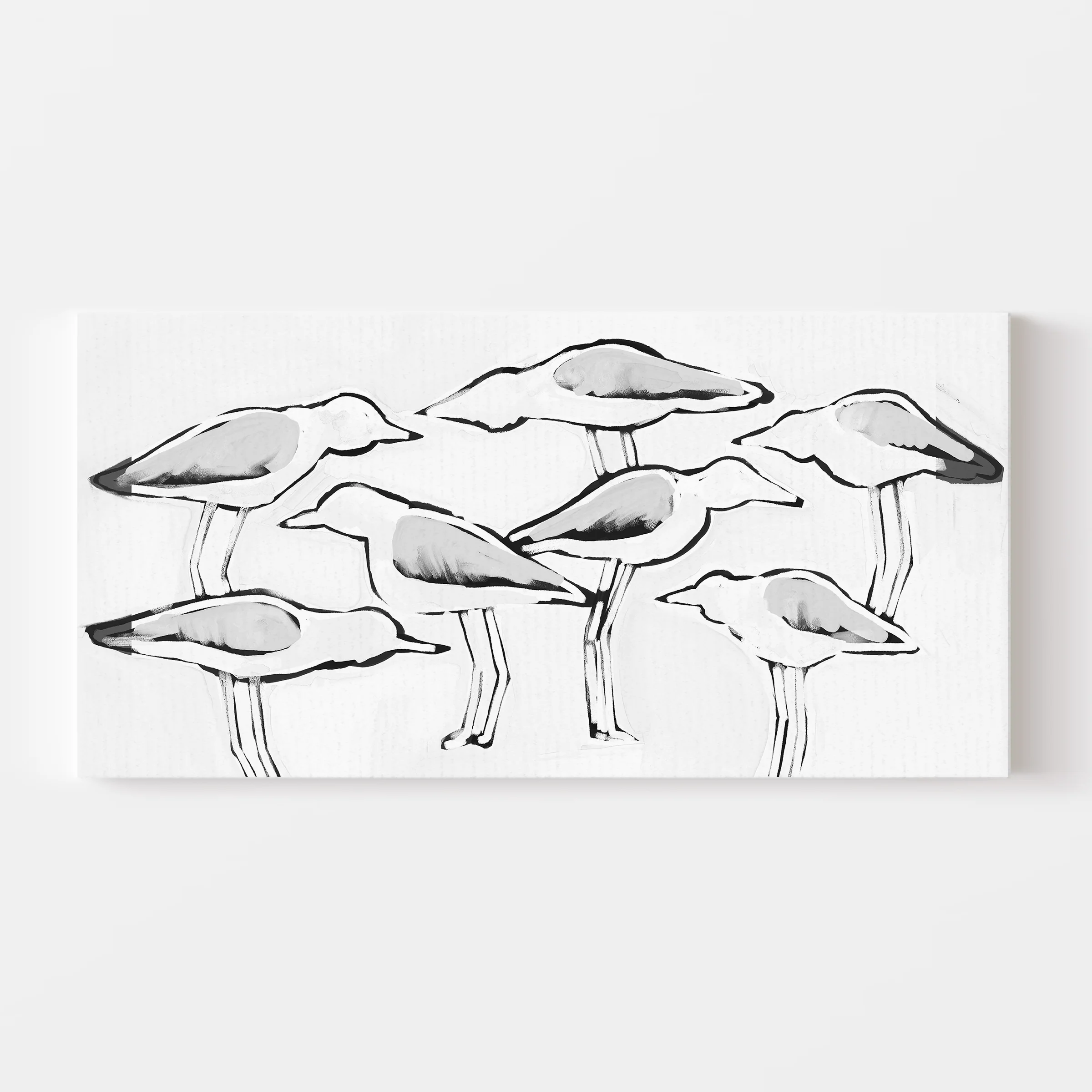 Black & White Gulls in Waiting Panoramic - Image 3