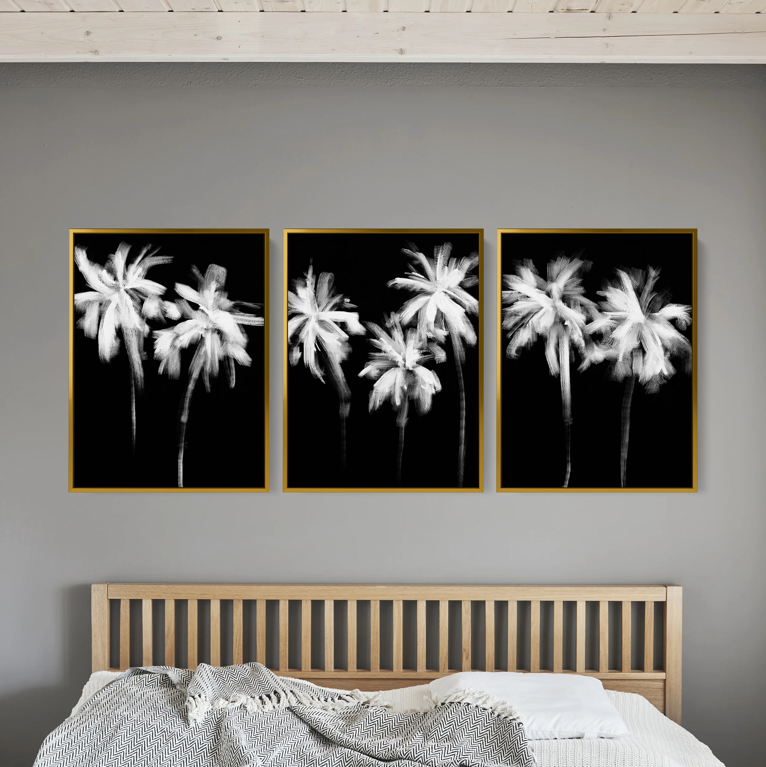 Black & White Minimalist Palms, No. 1 - Set of 3 - Image 7