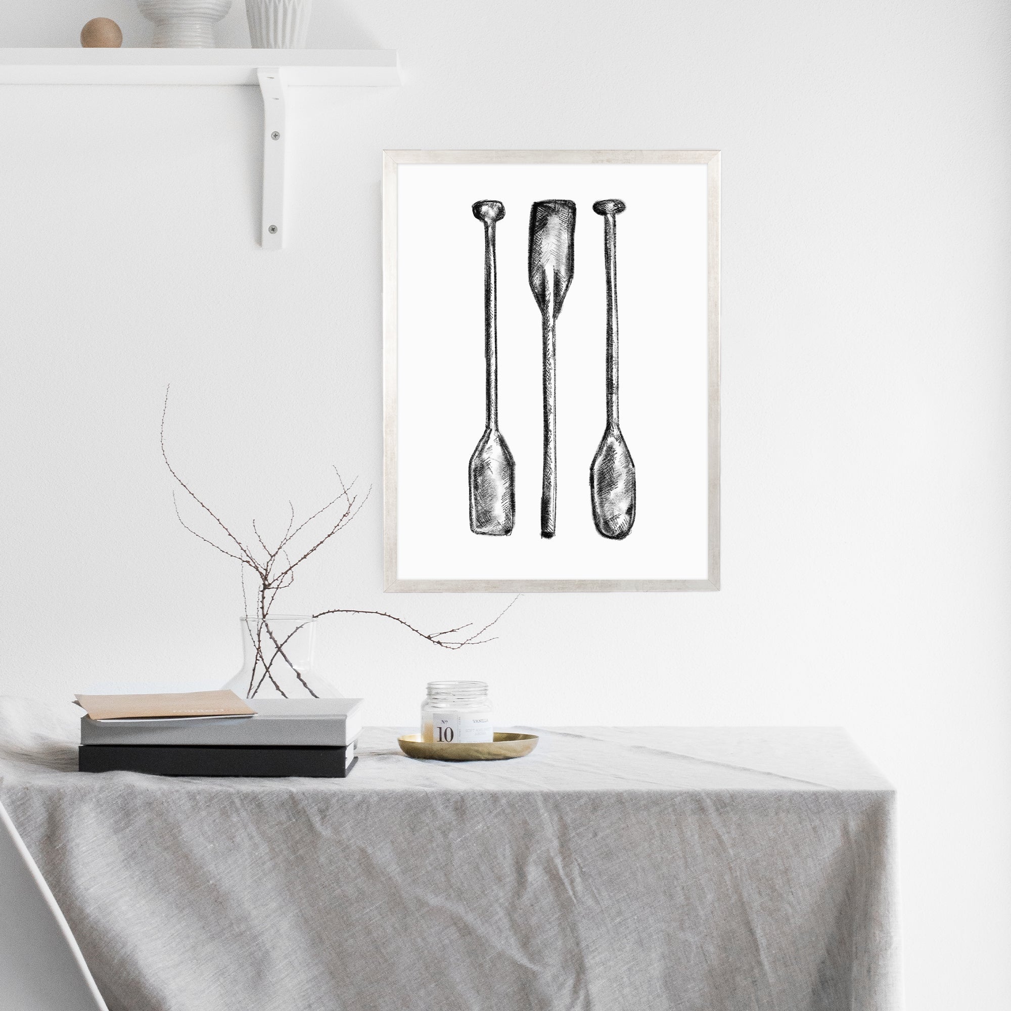 Black + White Oar Paddle Illustration - Image 12