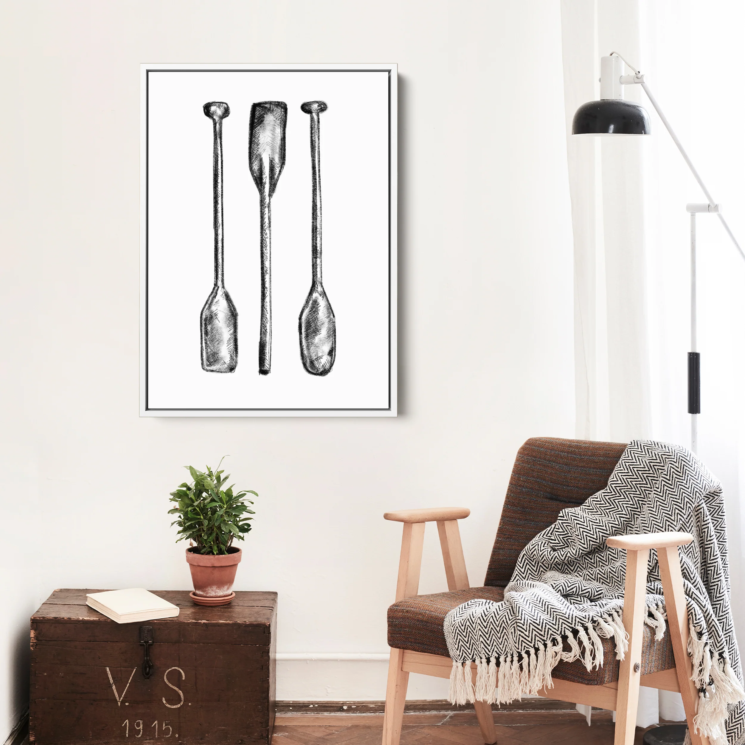 Black + White Oar Paddle Illustration - Image 13