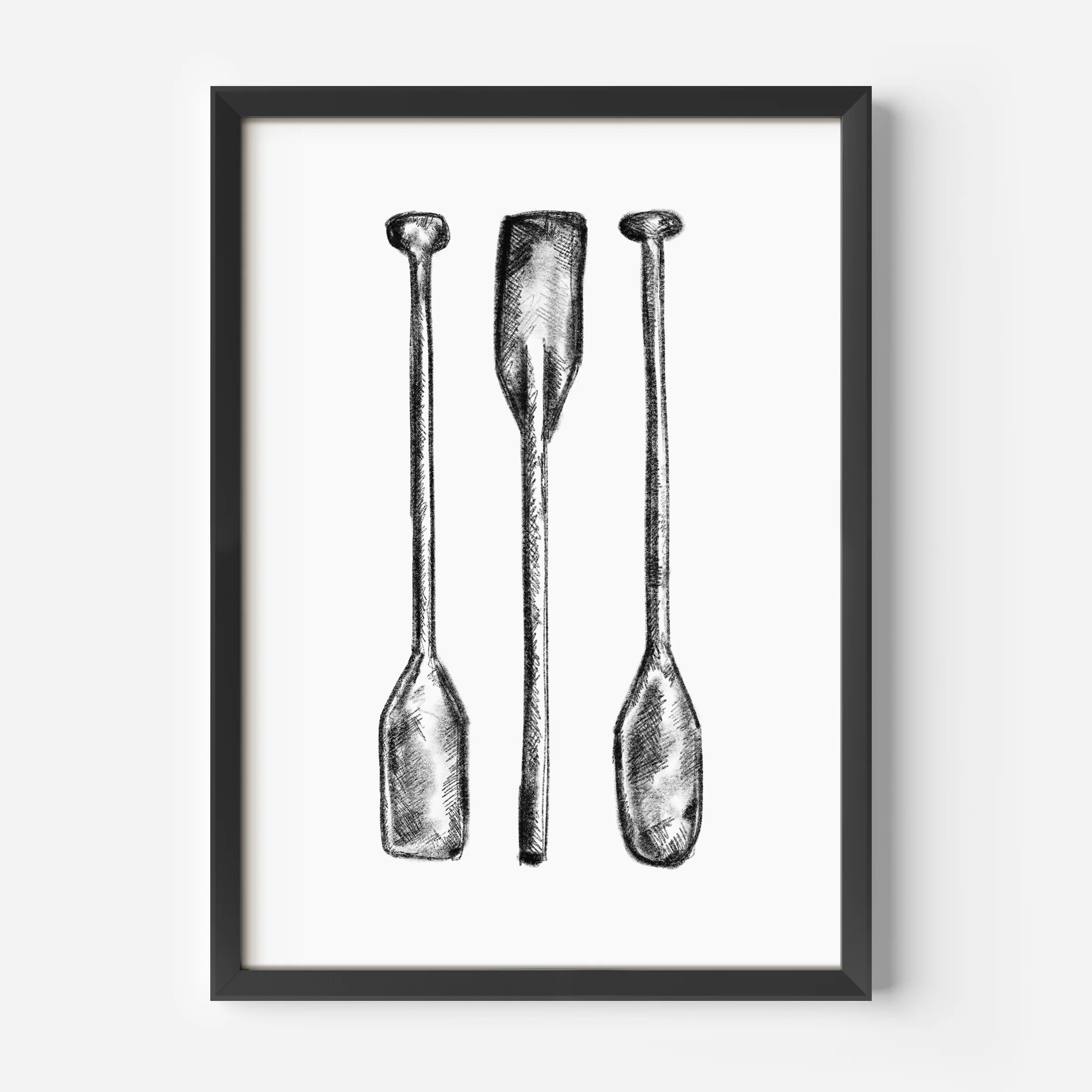 Black + White Oar Paddle Illustration - Image 5