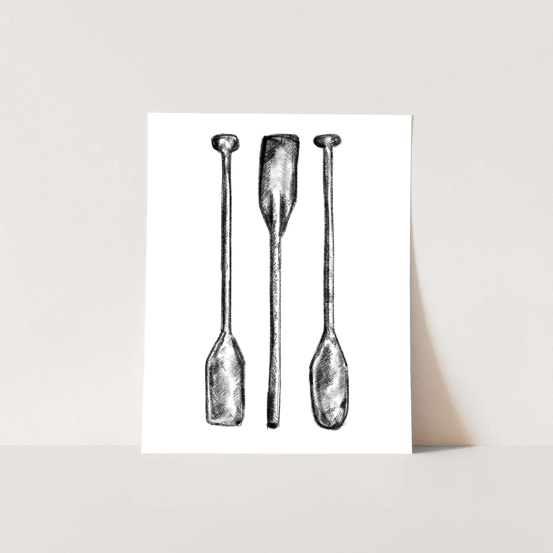 Black + White Oar Paddle Illustration - Image 7