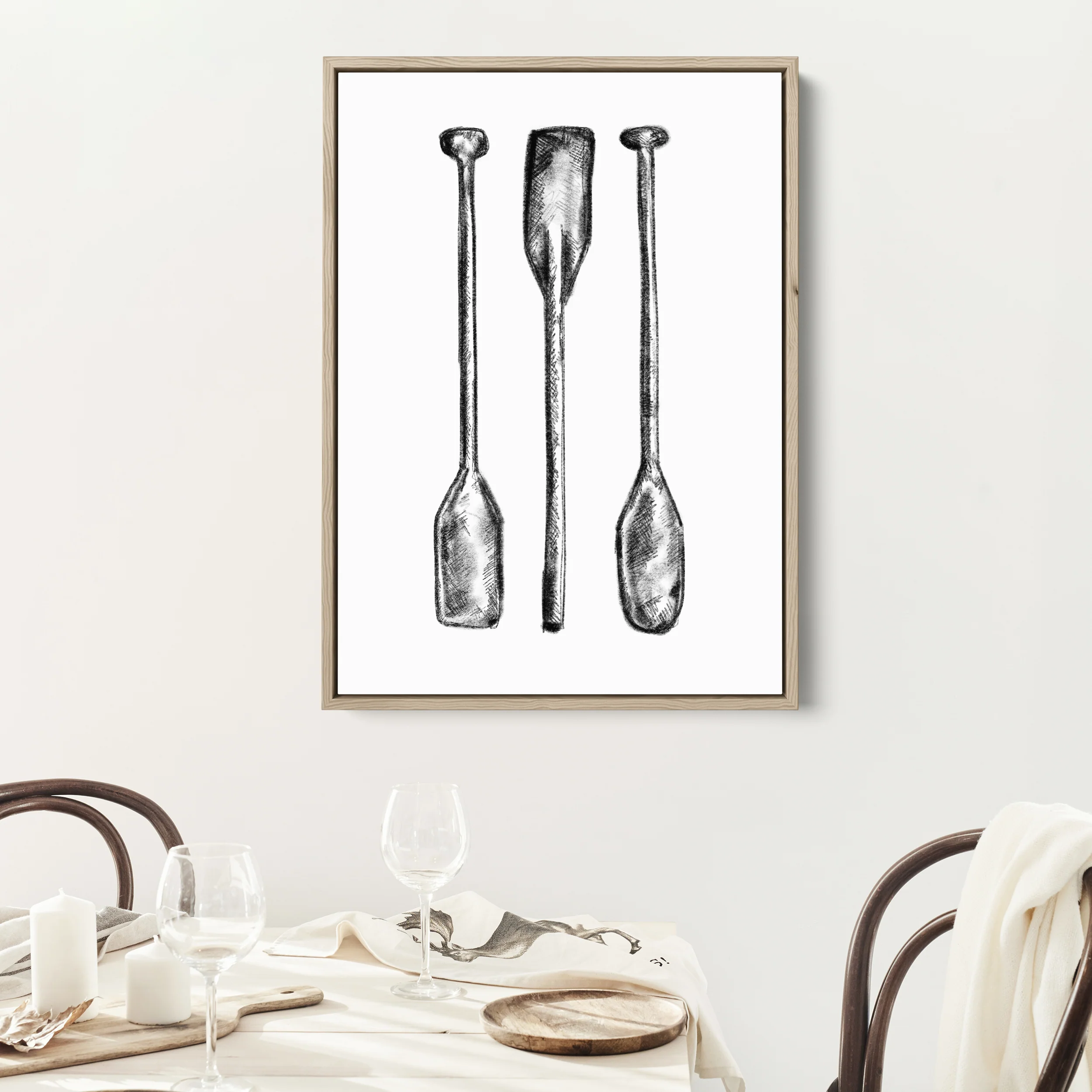 Black + White Oar Paddle Illustration - Image 9