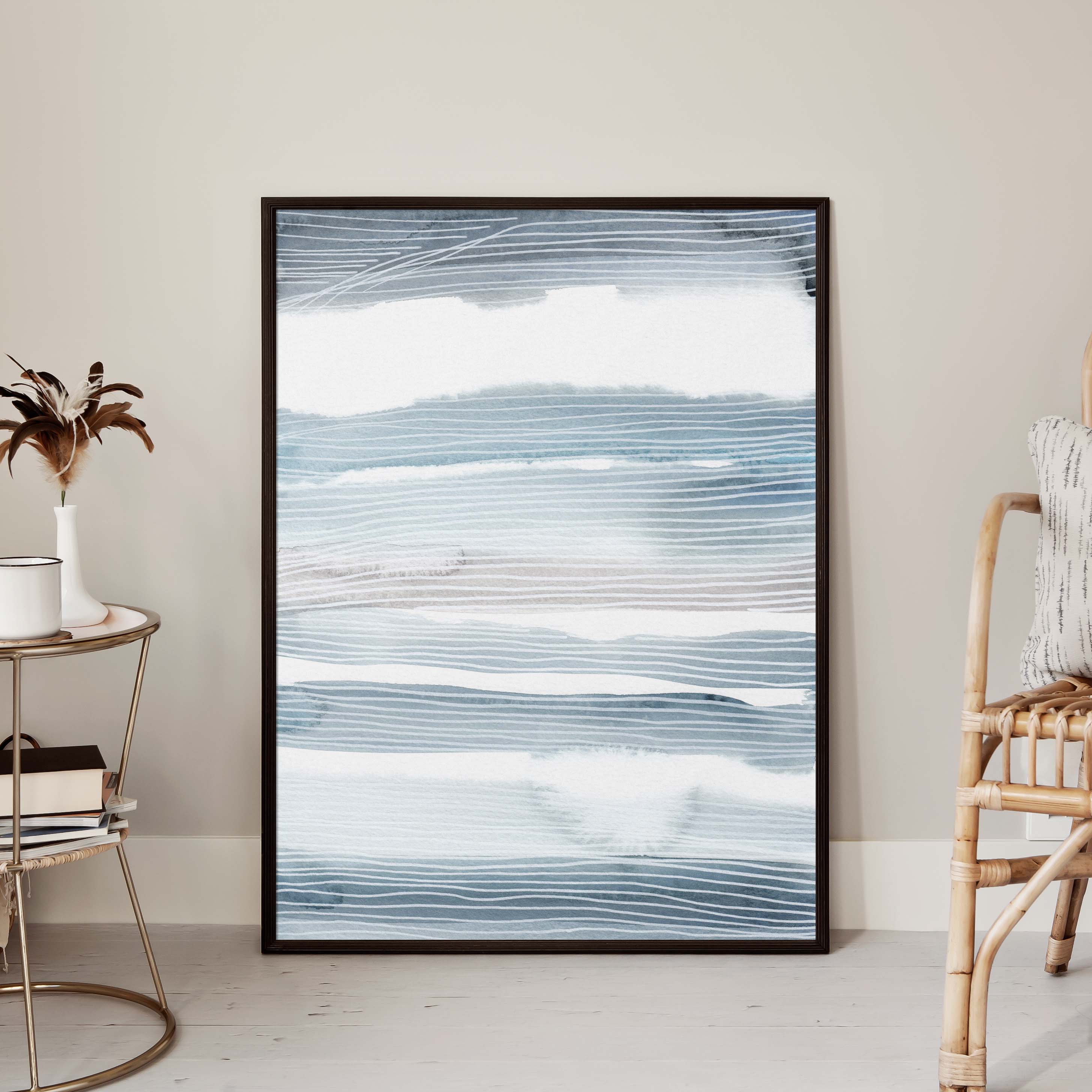 Blue and White Coastal Watercolor - Image 6