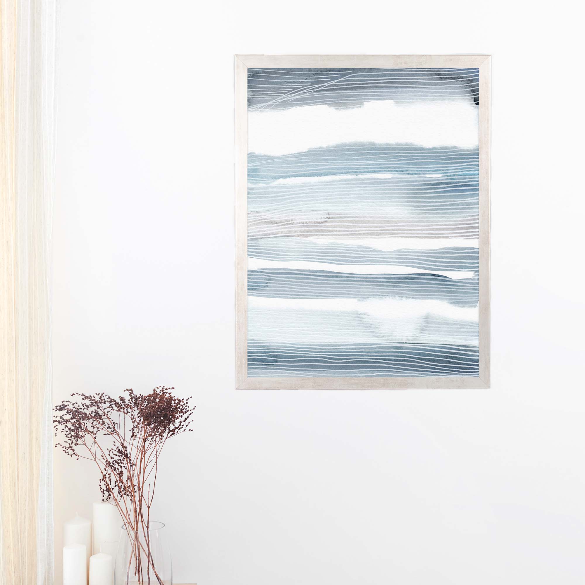 Blue and White Coastal Watercolor - Image 9