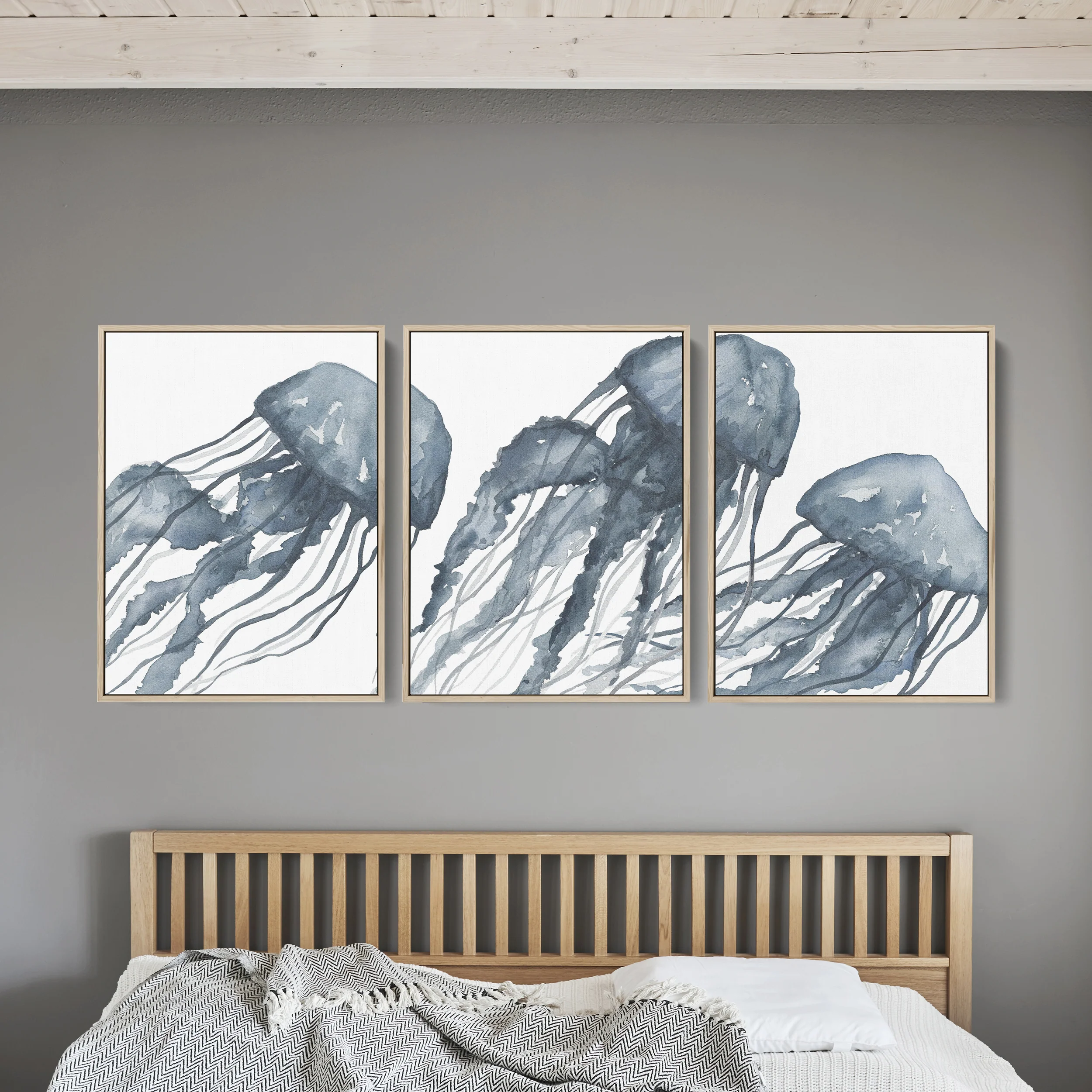Blue Jellyfish Painting Triptych - Set of 3 - Image 6