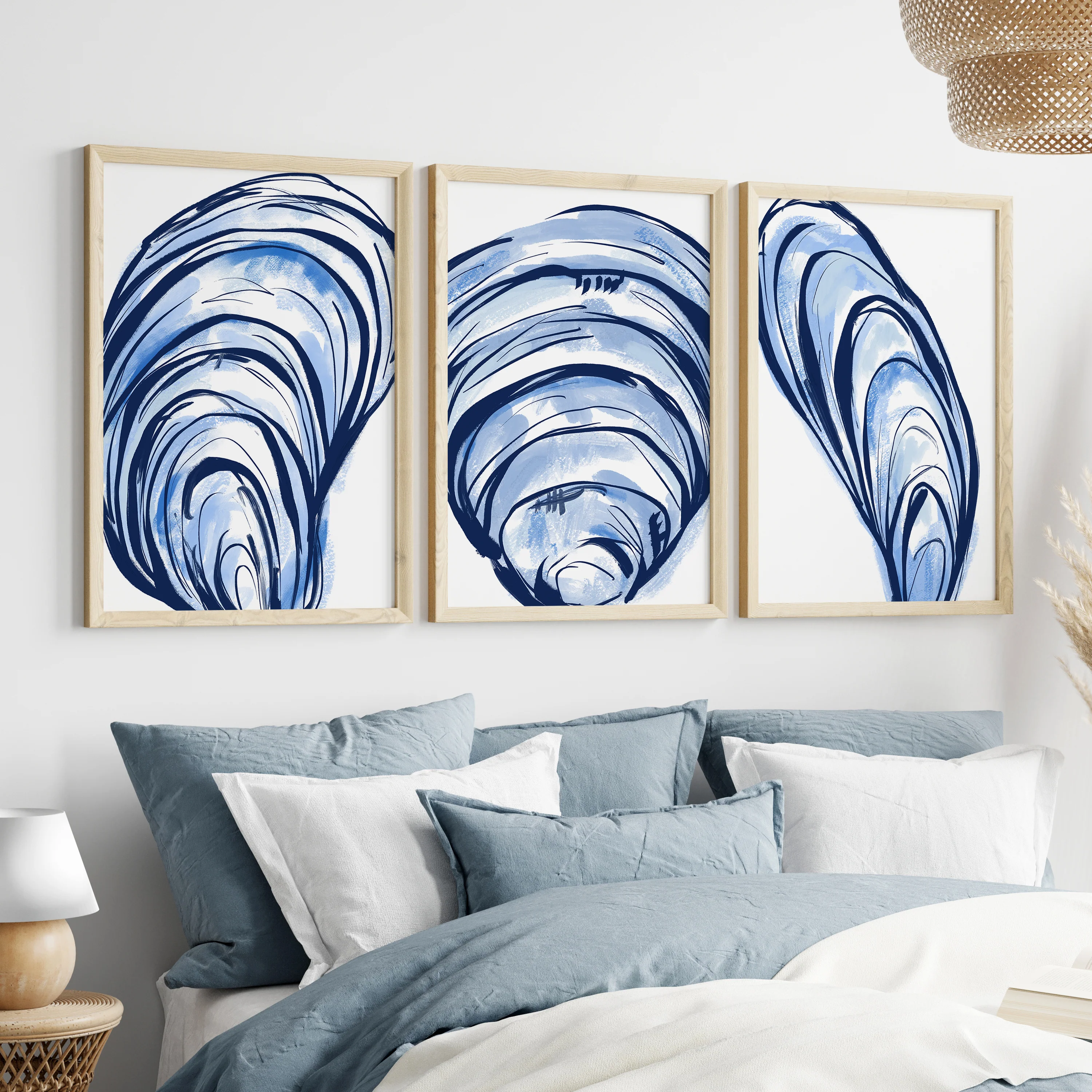 Blue Seashells Triptych - Set of 3 - Image 13