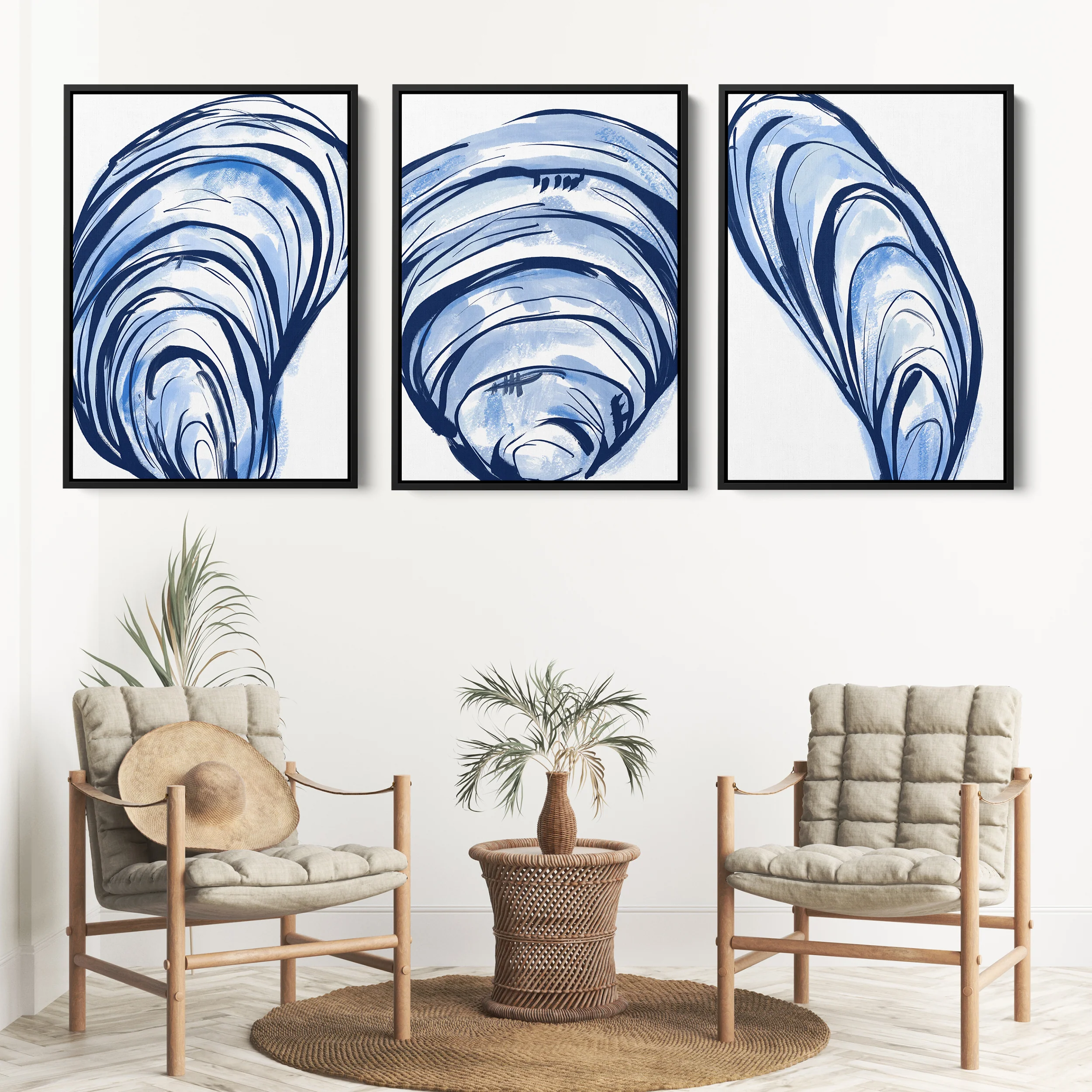 Blue Seashells Triptych - Set of 3 - Image 6