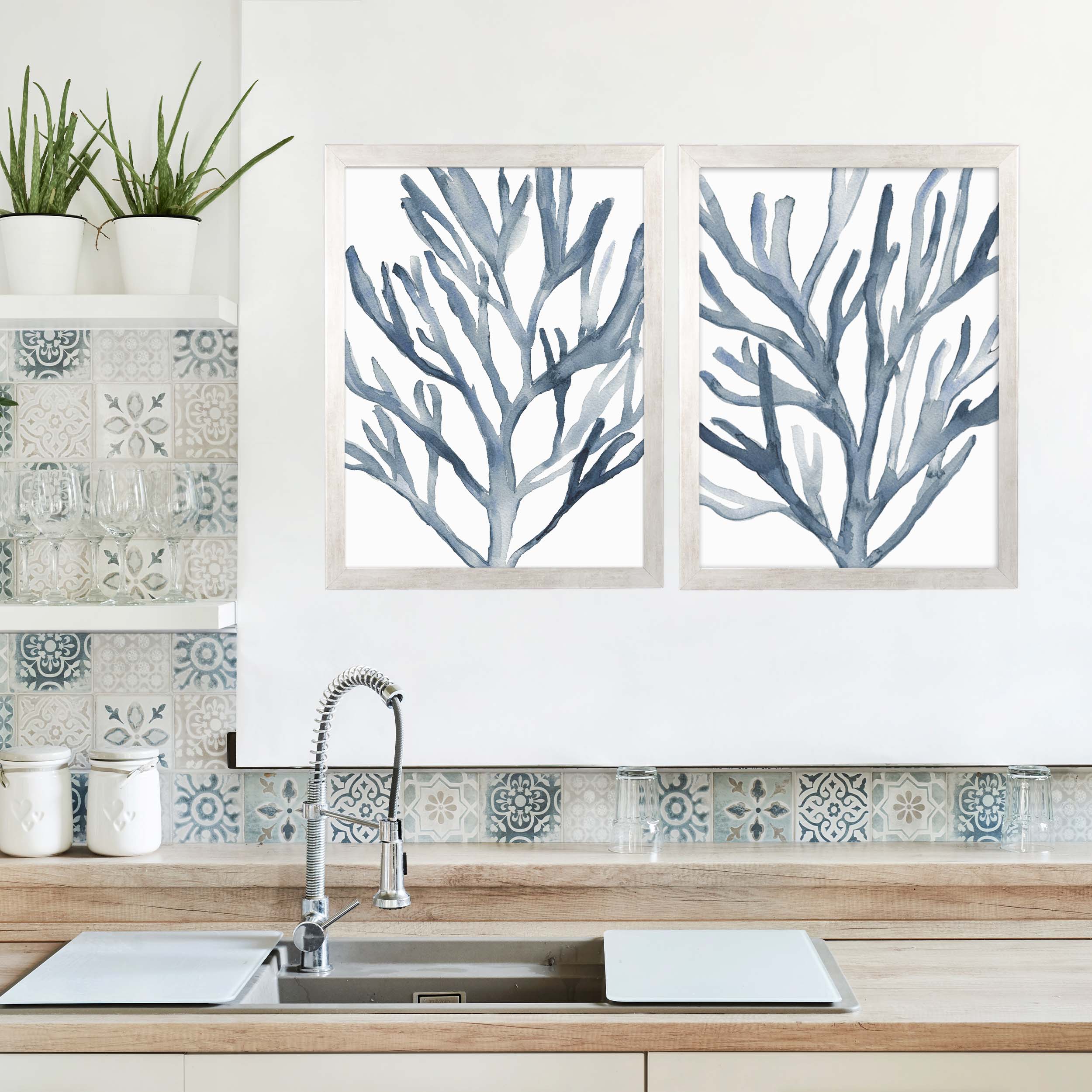 Blue Seaweed Diptych, No. 1 - Set of 2 - Image 11