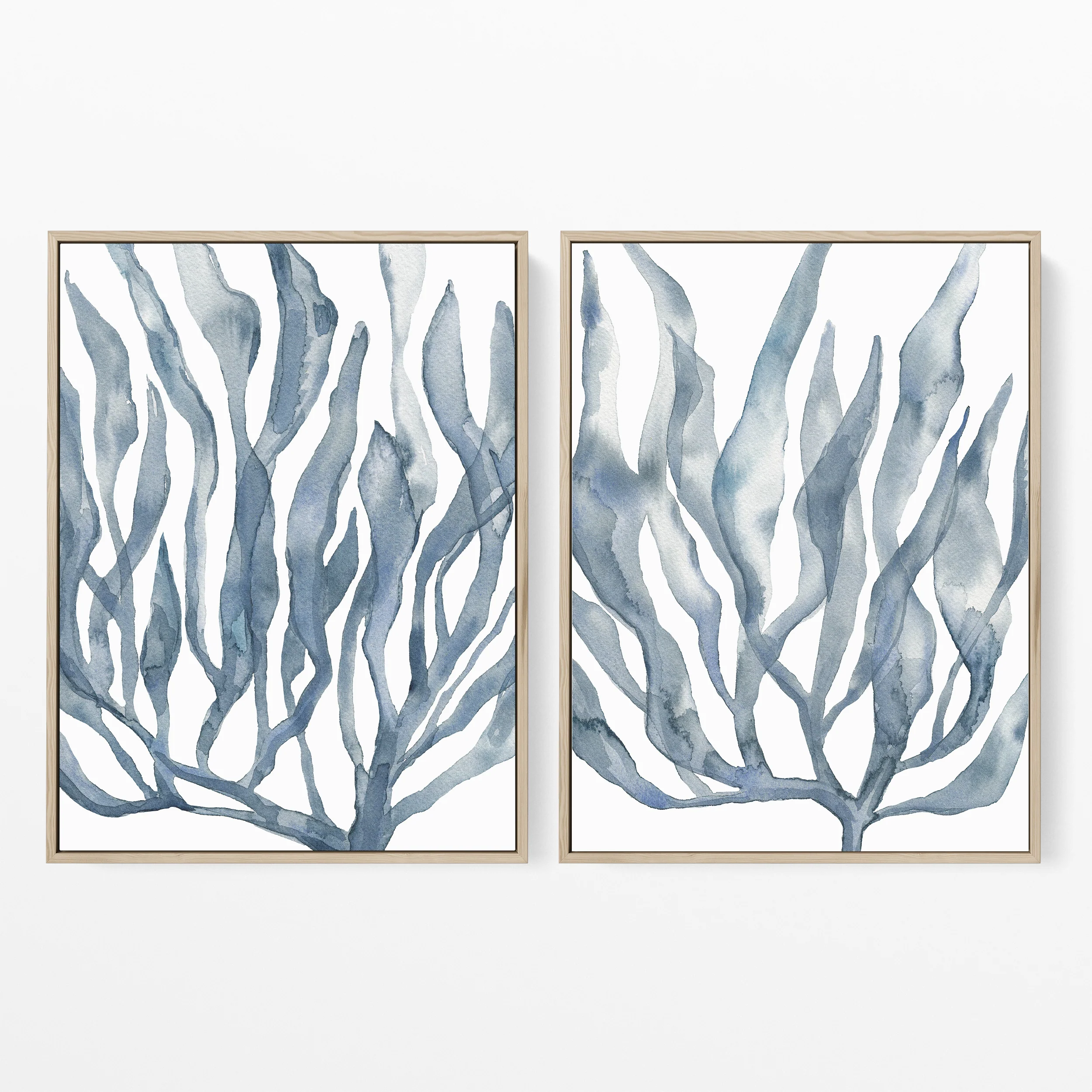 Blue Seaweed Diptych, No. 2 - Set of 2 - Image 3