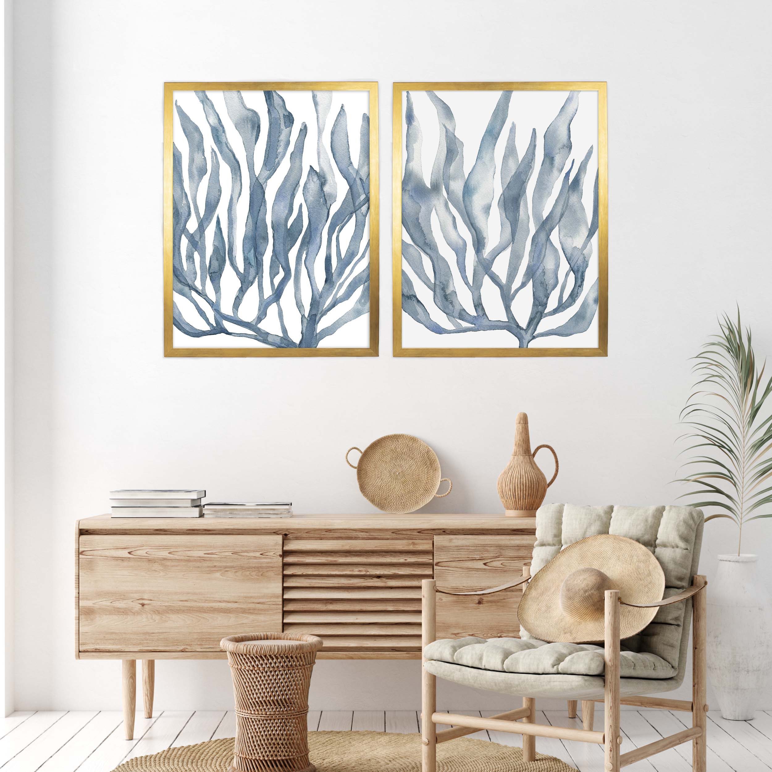 Blue Seaweed Diptych, No. 2 - Set of 2 - Image 9