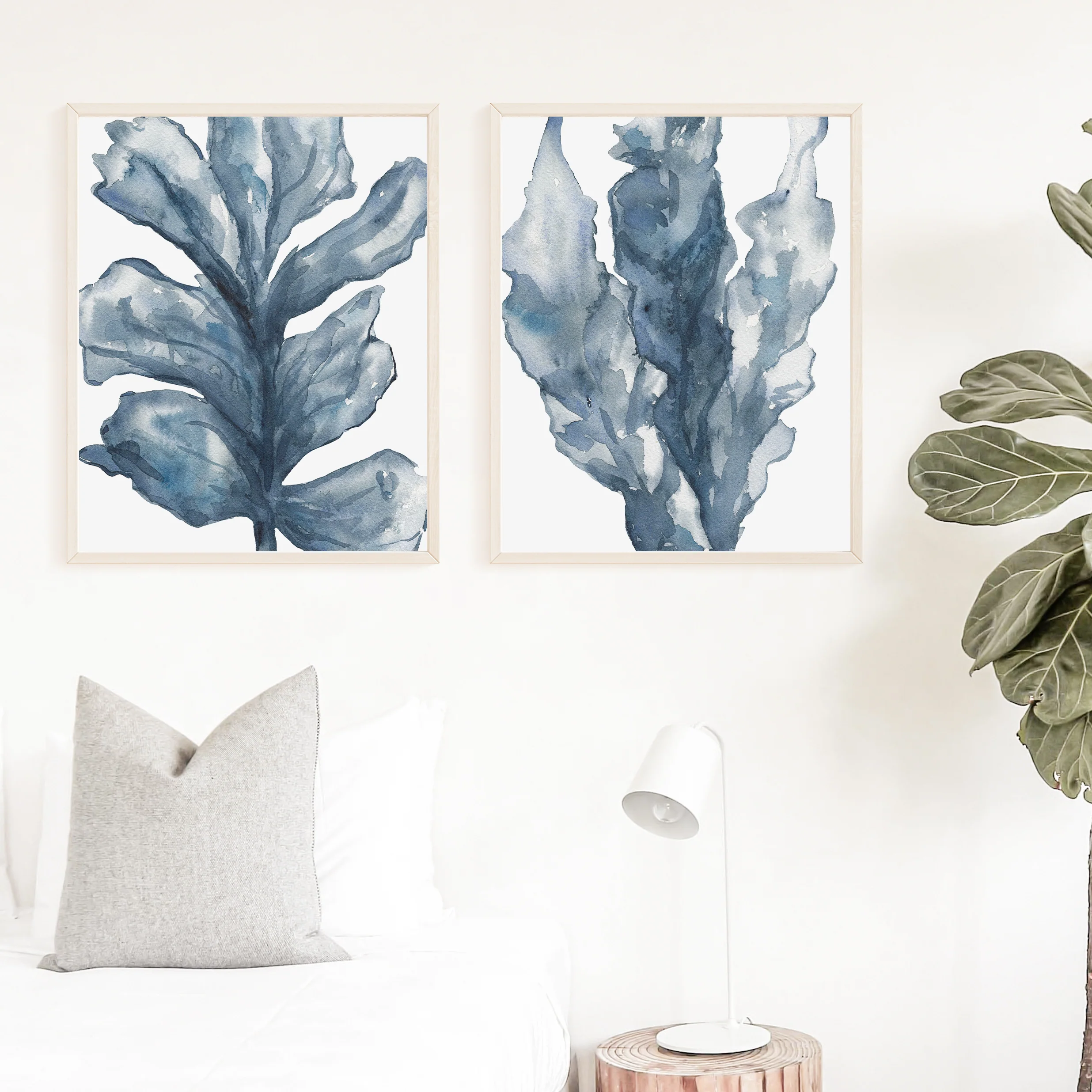 Blue Seaweed Diptych, No. 3 - Set of 2 - Image 10