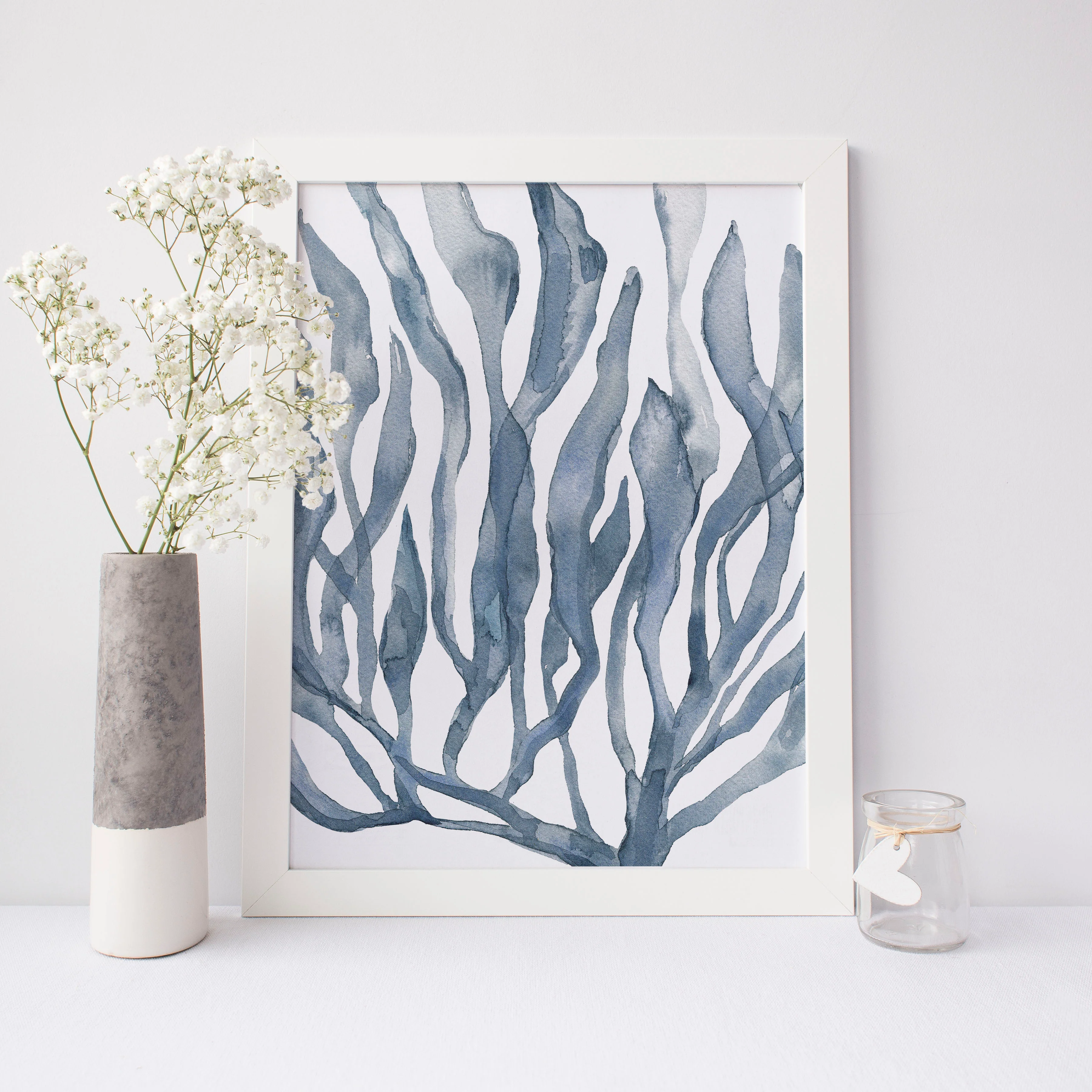Blue Watercolor Seaweed Painting No. 1 - Image 4