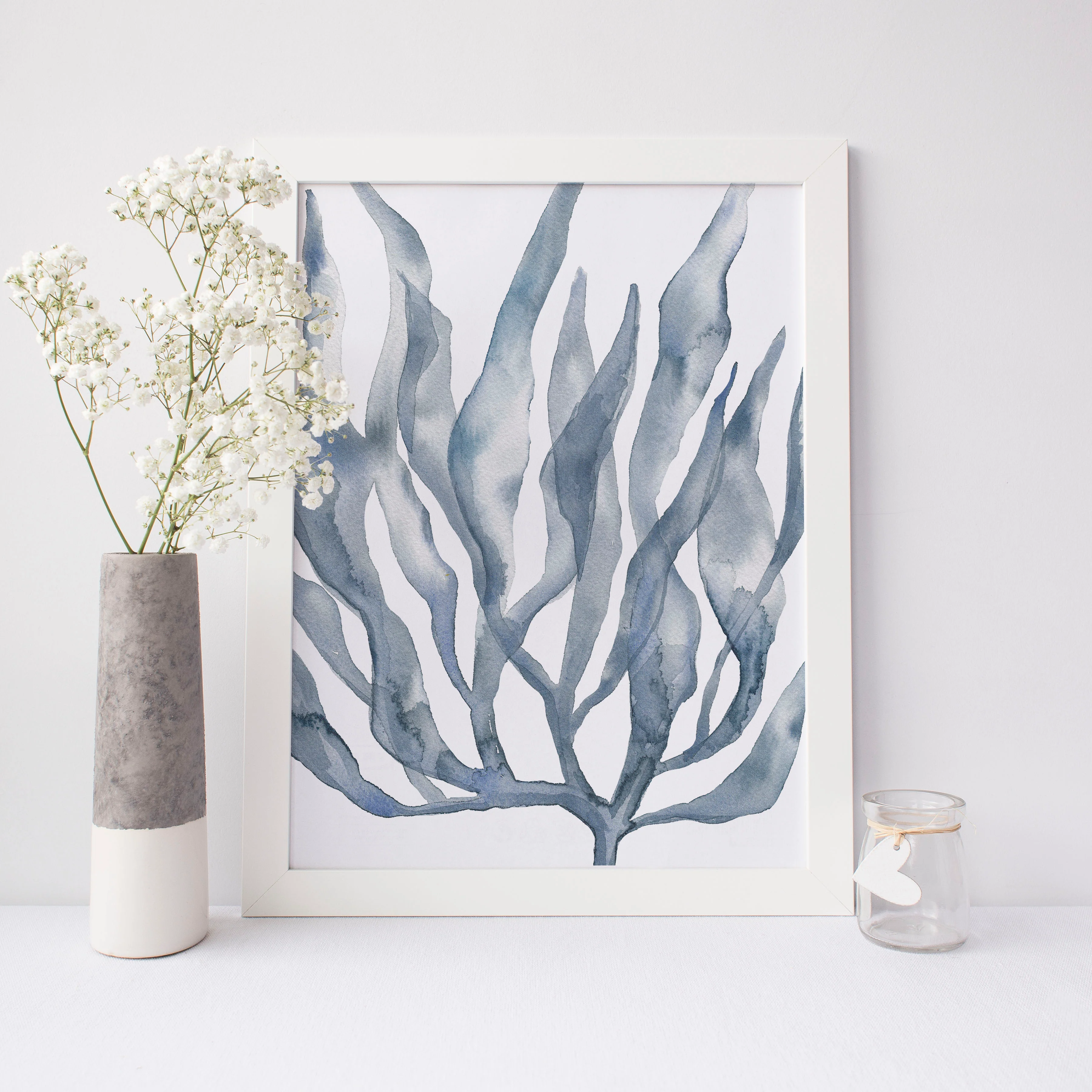 Blue Watercolor Seaweed Painting No. 2 - Image 6