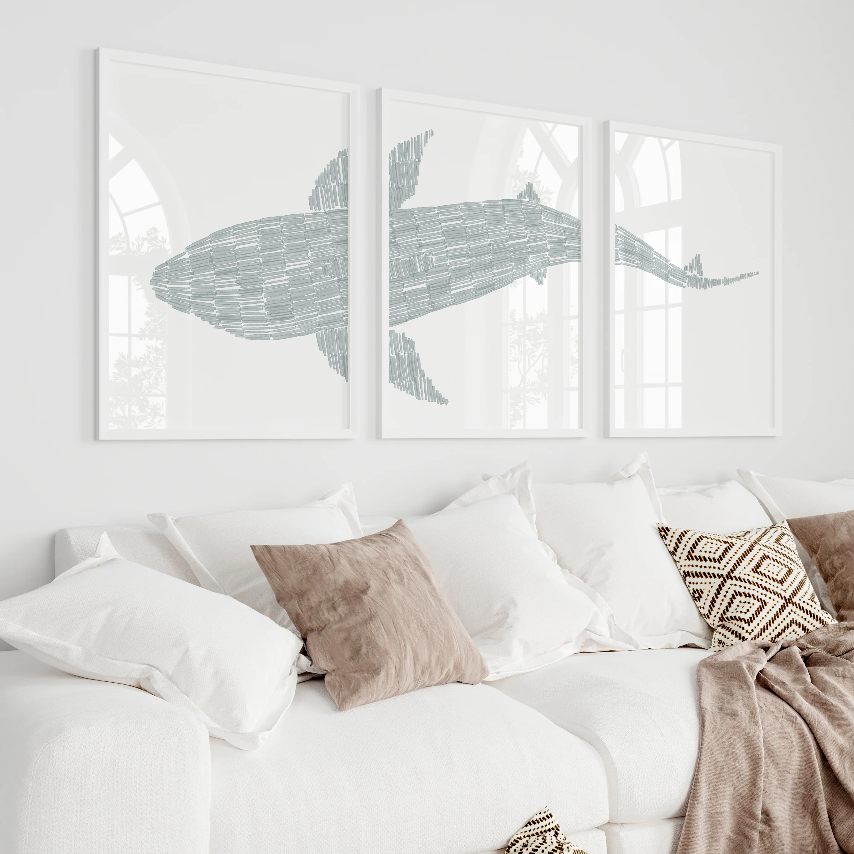 Deconstructed Swimming Shark Triptych - Set of 3 - Image 7