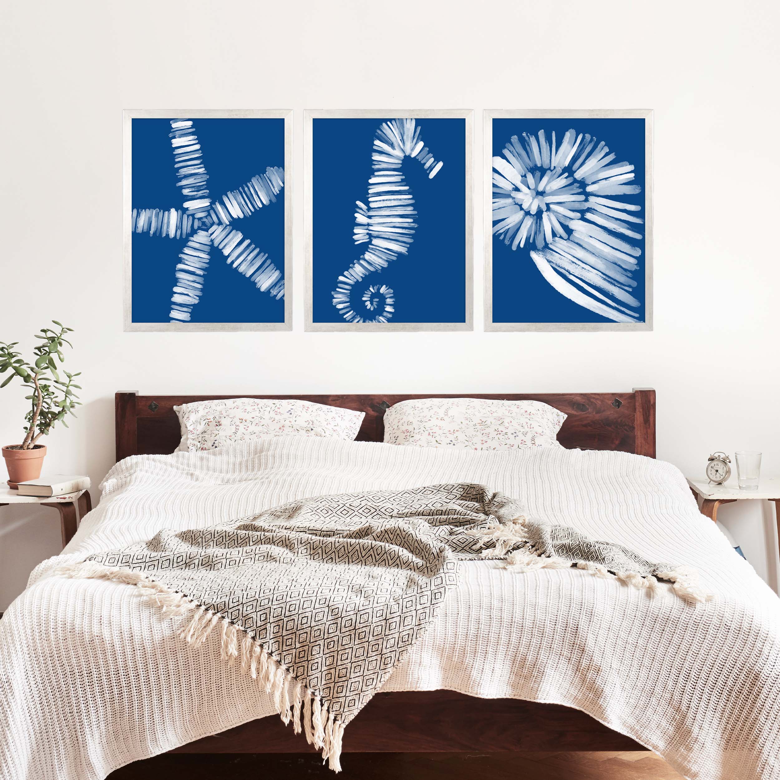 Deep Azure Blue Sea Life Triptych - Set of 3 - Image 9