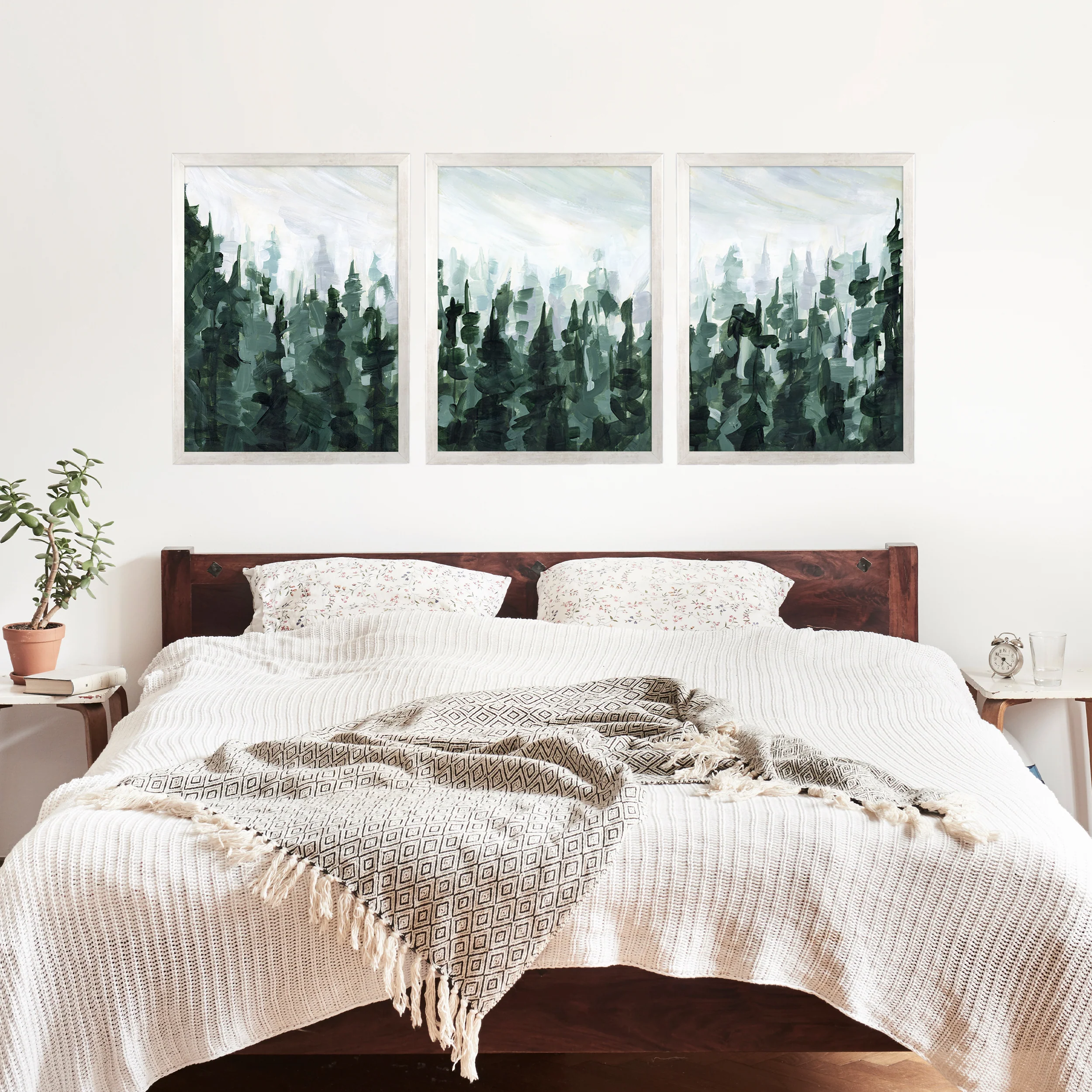 Forest Pine Tree Line Painting - Set of 3 - Image 10