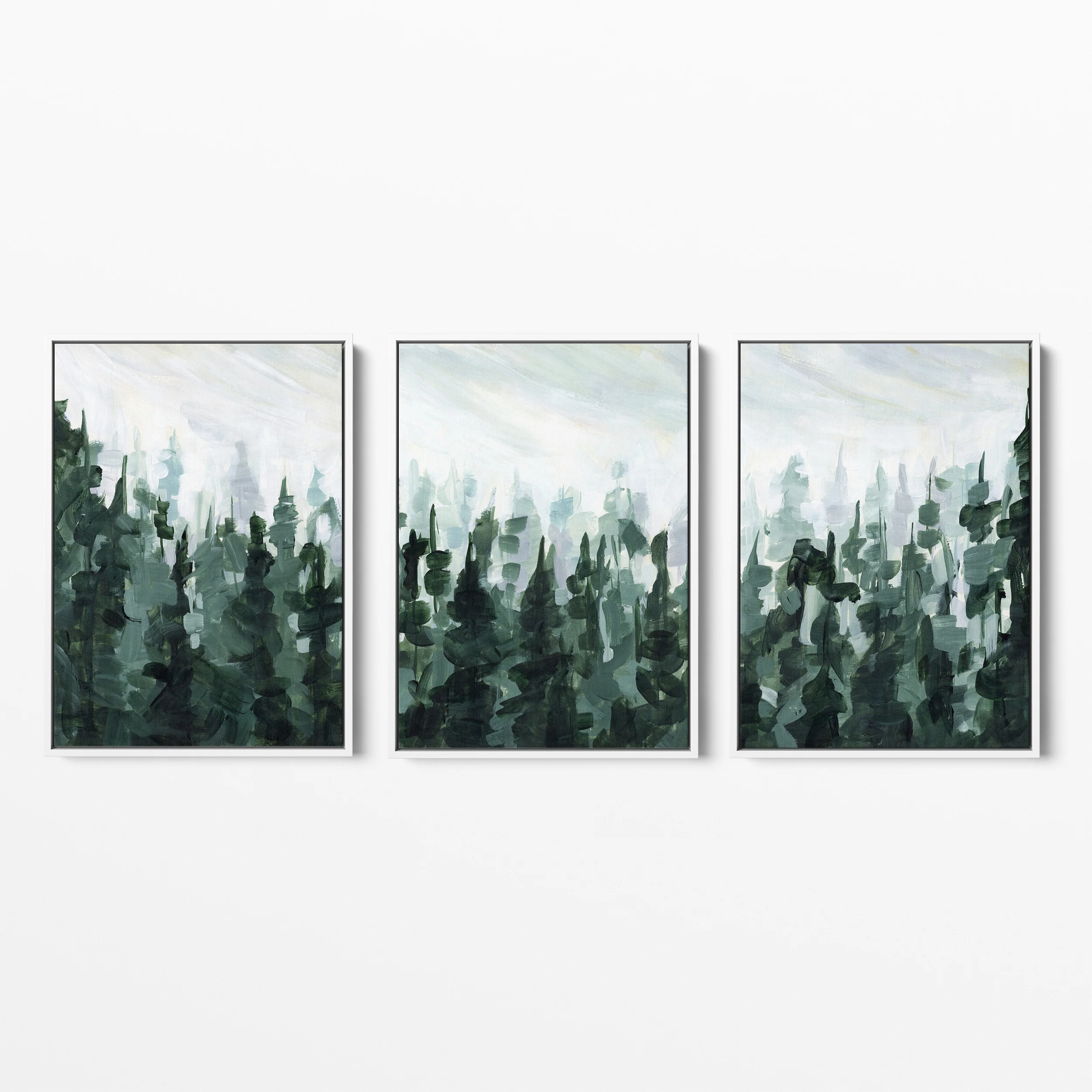 Forest Pine Tree Line Painting - Set of 3 - Image 2
