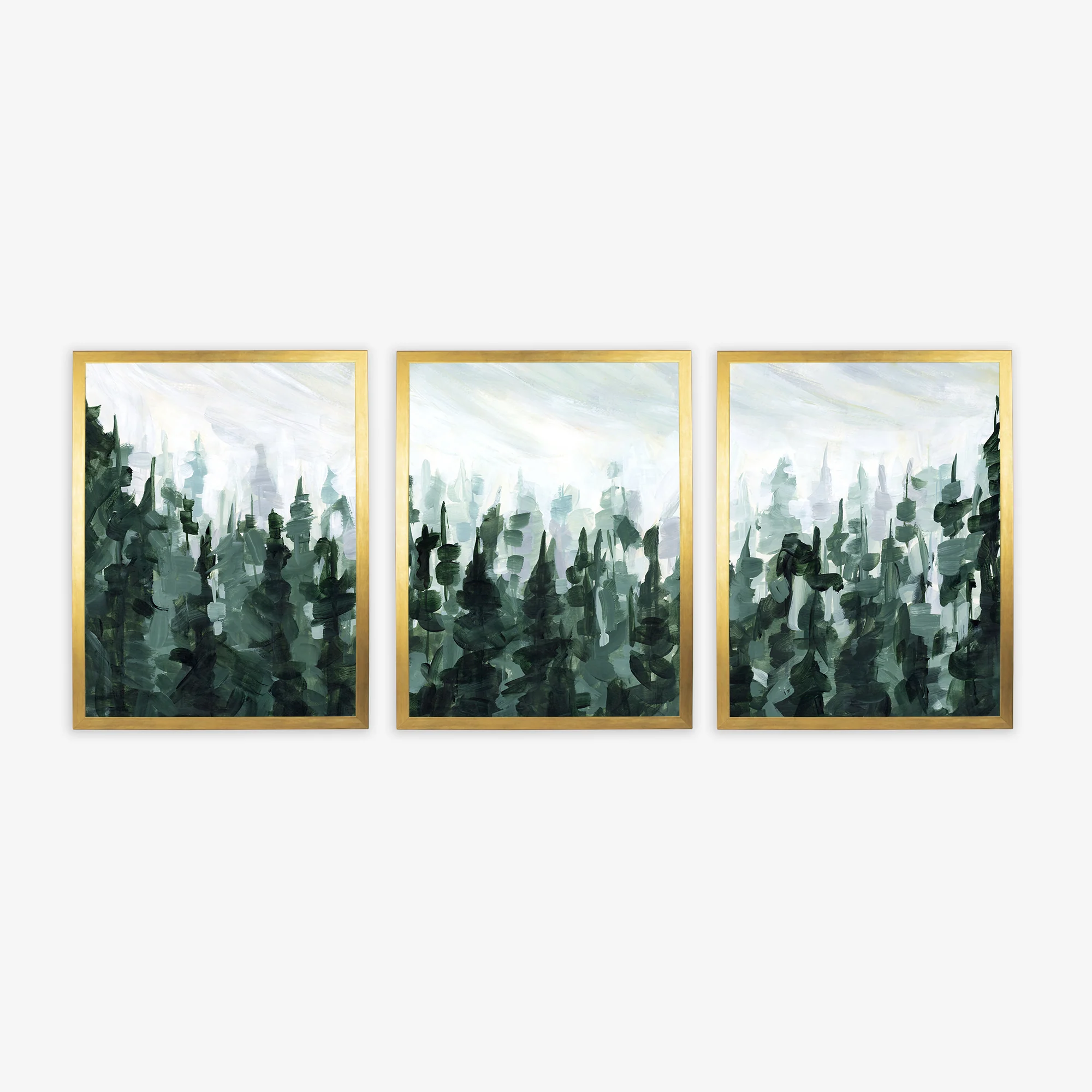 Forest Pine Tree Line Painting - Set of 3 - Image 3