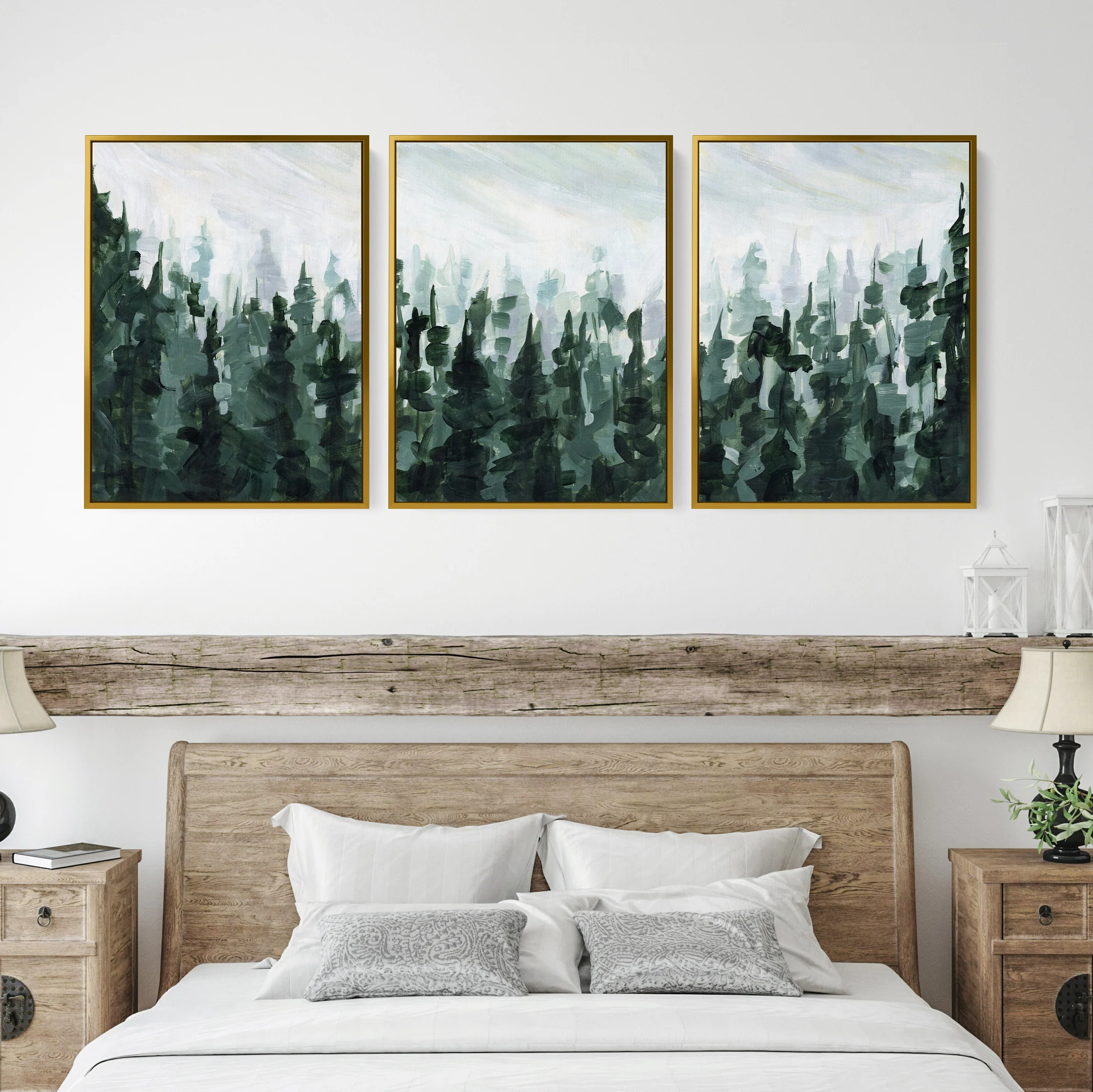 Forest Pine Tree Line Painting - Set of 3 - Image 9
