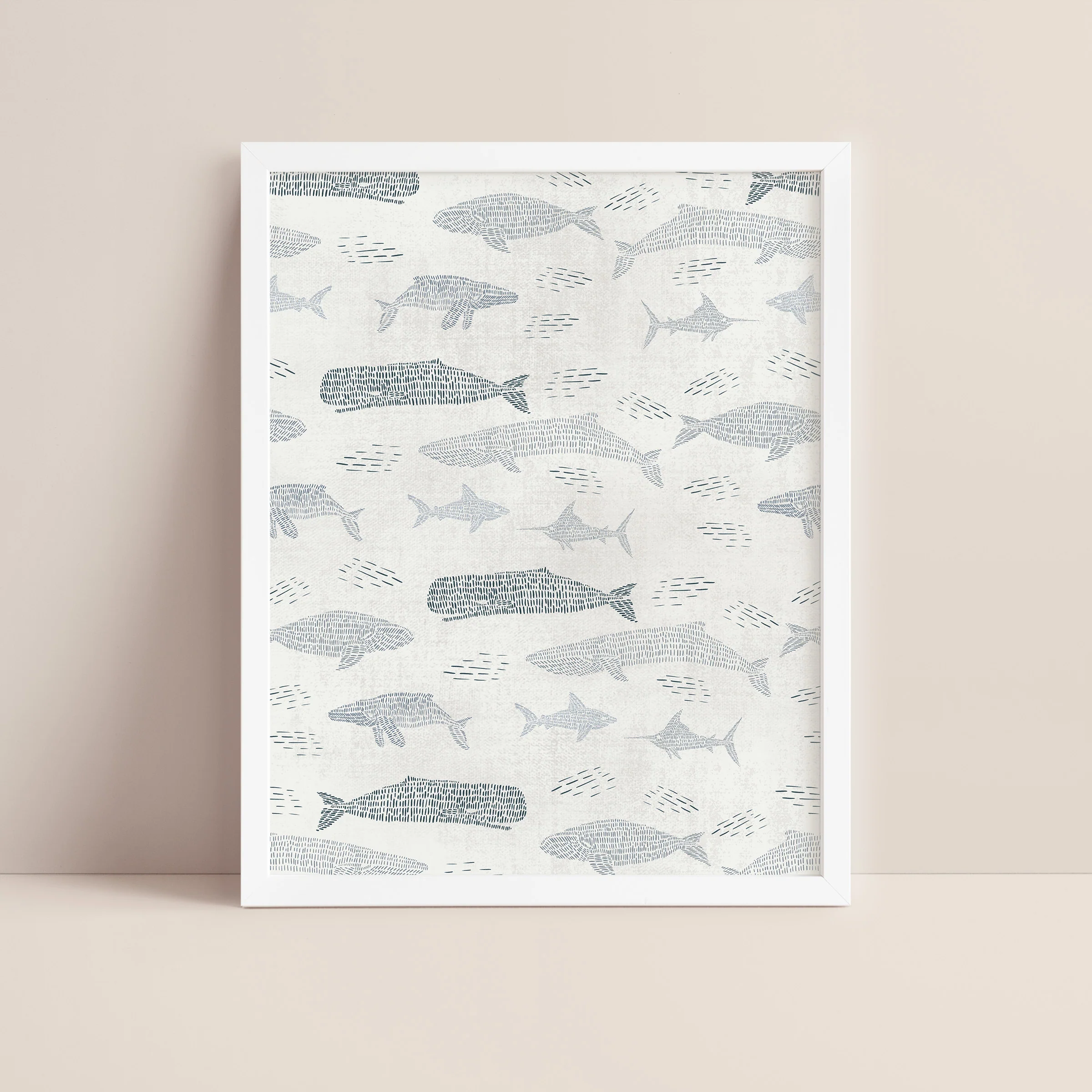Gray and Ivory Whale Pattern - Image 2
