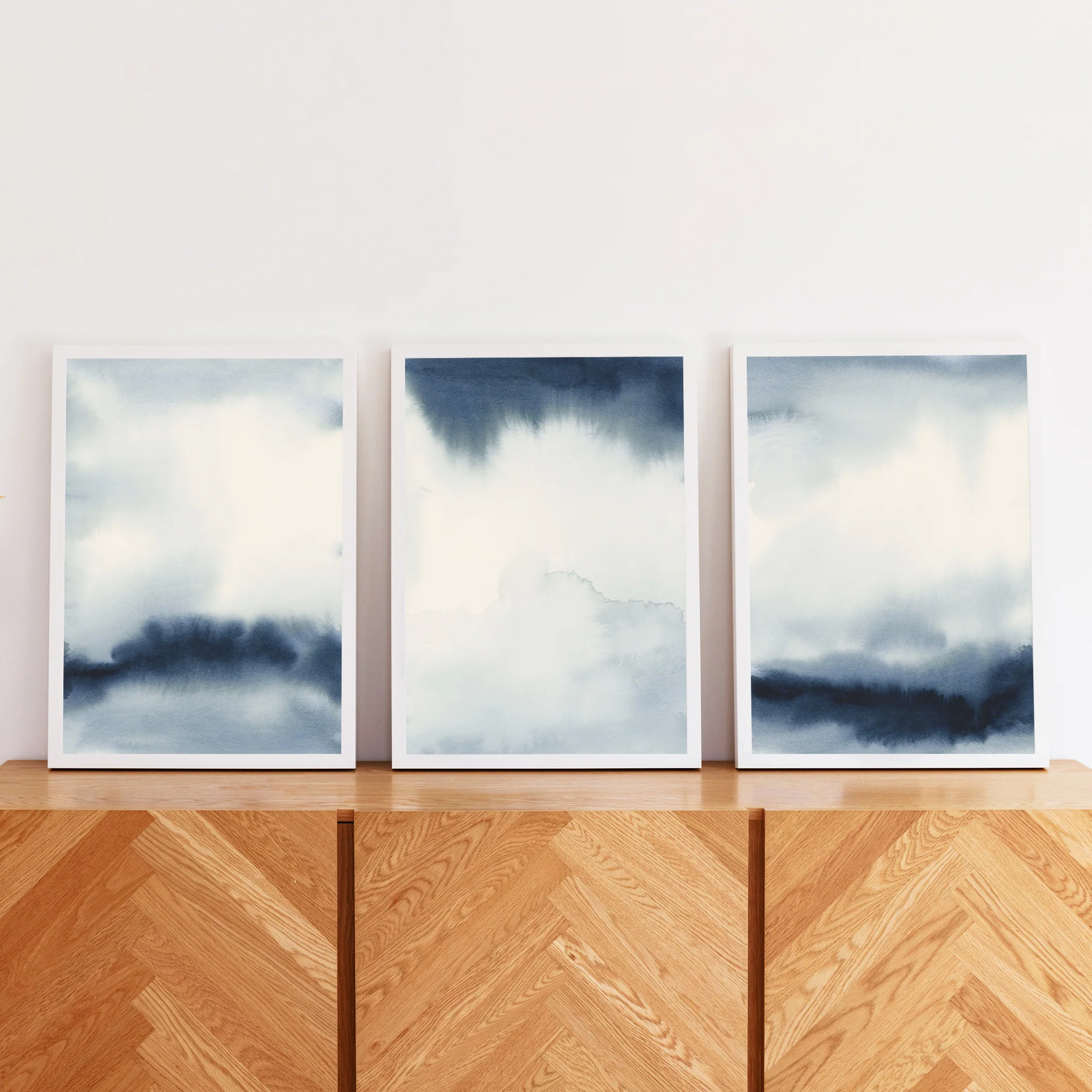 Indigo Abstracts Triptych - Set of 3