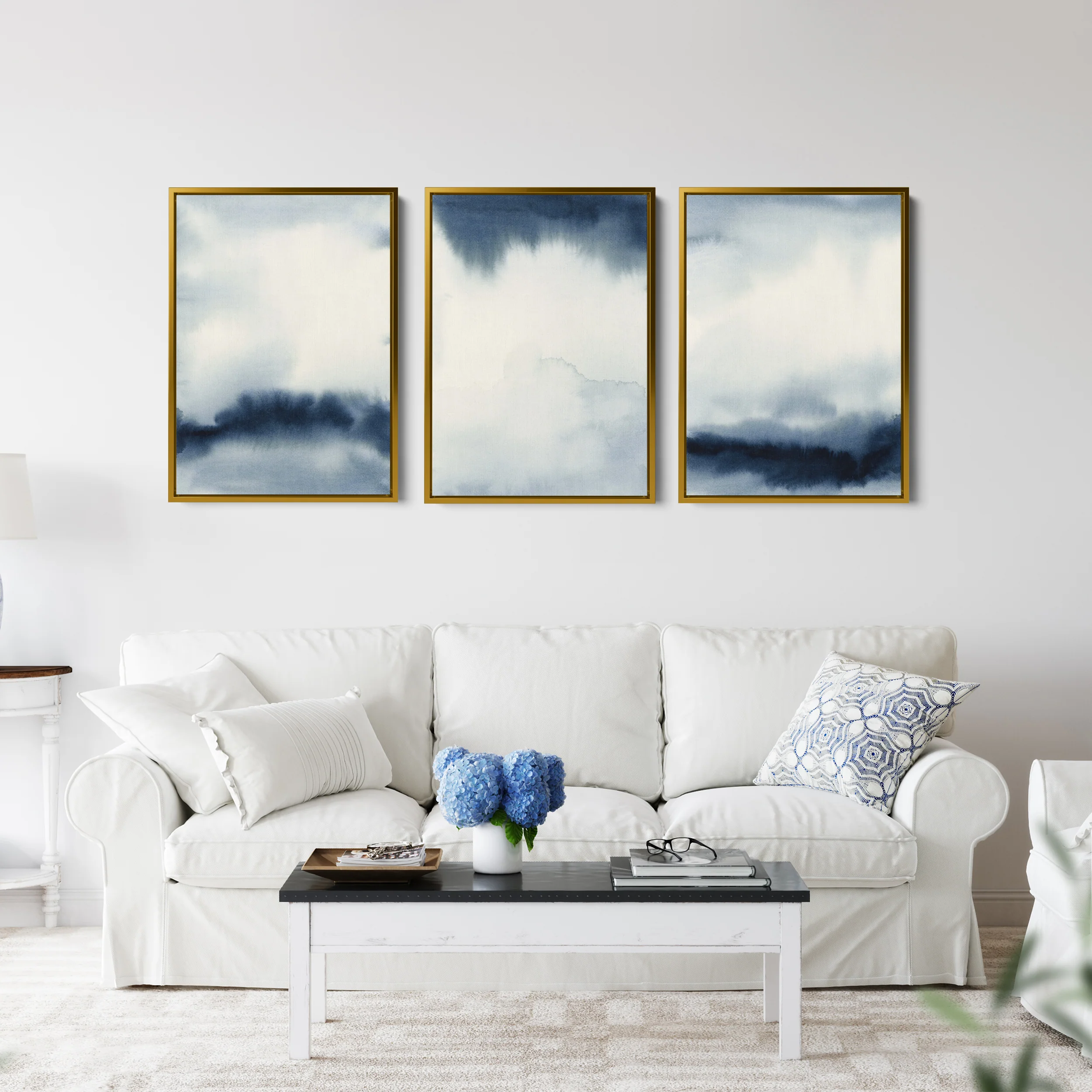 Indigo Abstracts Triptych - Set of 3 - Image 6