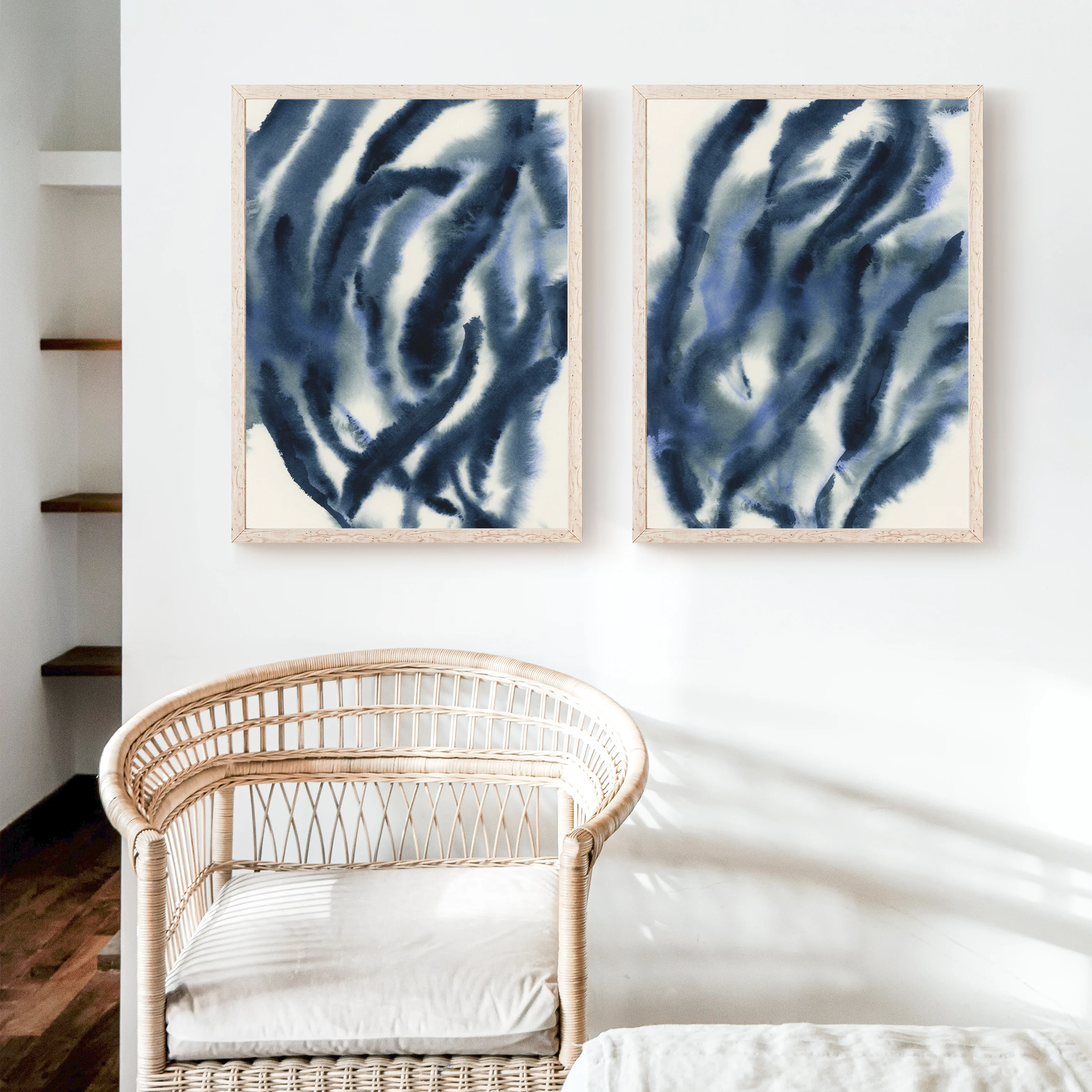 Indigo Seaweed Diptych, No. 1 - Set of 2 - Image 10