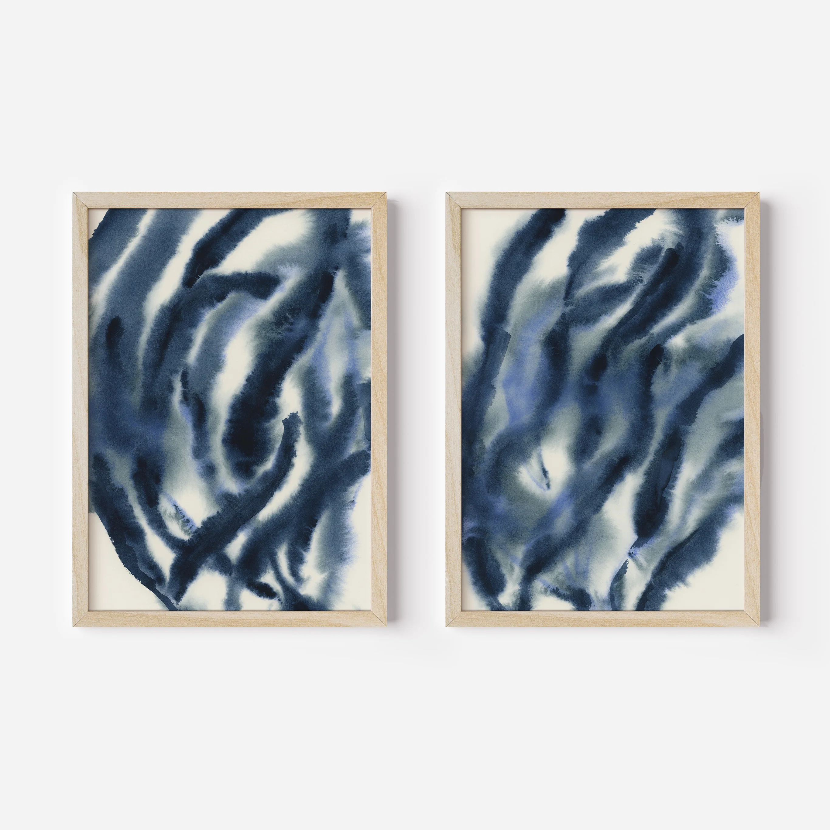 Indigo Seaweed Diptych, No. 1 - Set of 2 - Image 3