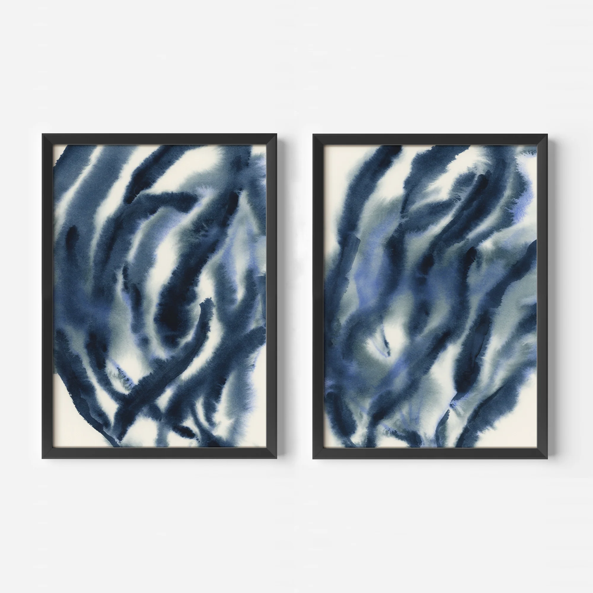Indigo Seaweed Diptych, No. 1 - Set of 2 - Image 4