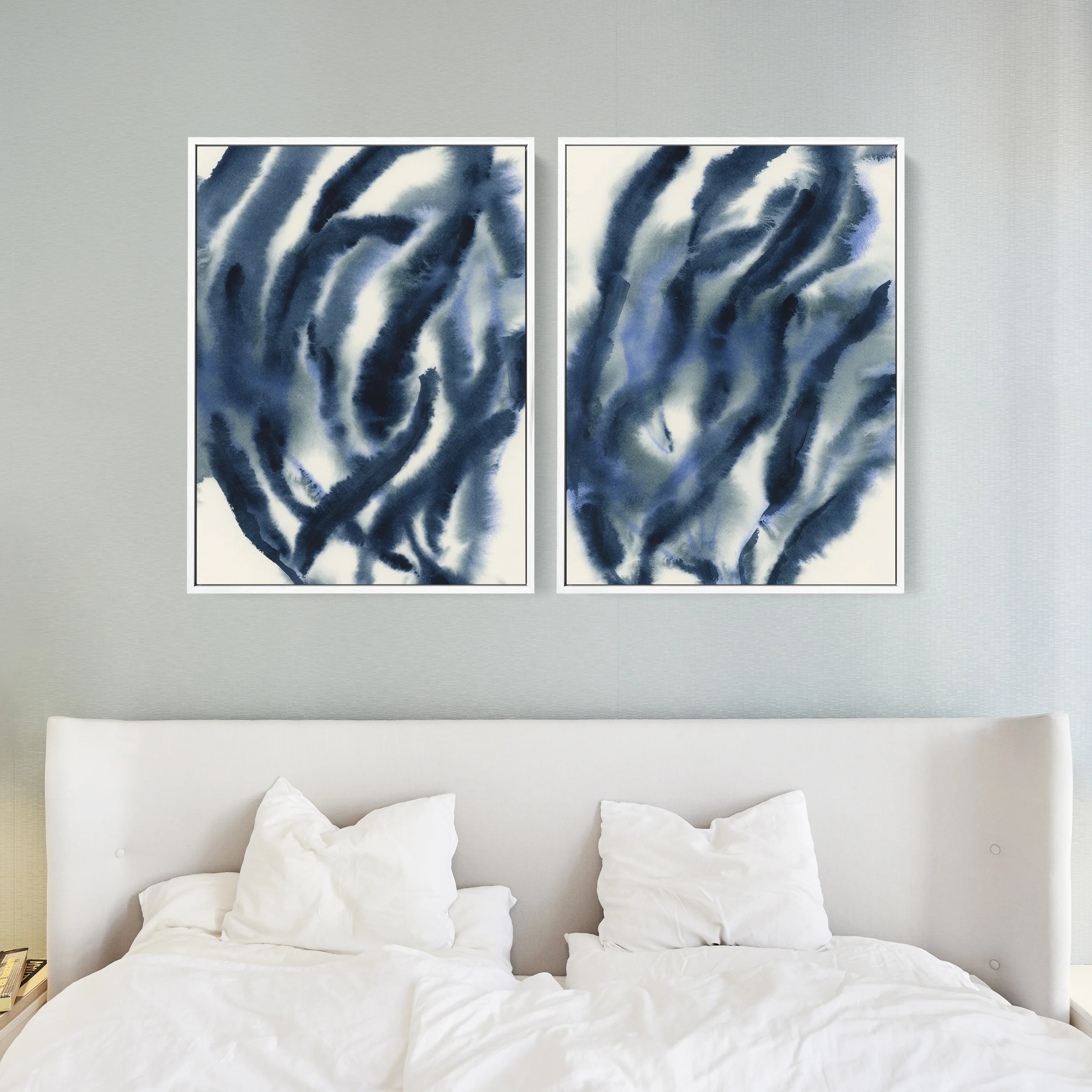 Indigo Seaweed Diptych, No. 1 - Set of 2 - Image 5