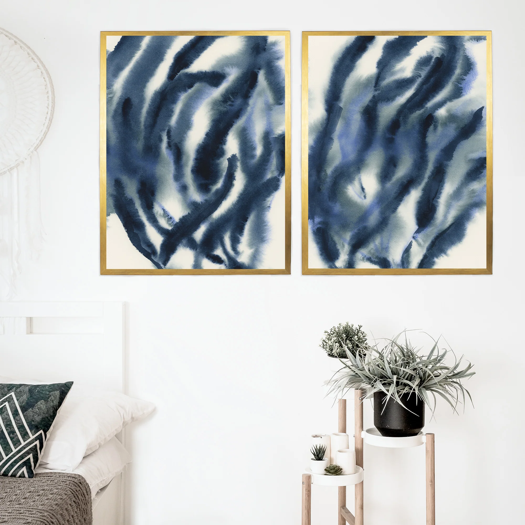 Indigo Seaweed Diptych, No. 1 - Set of 2 - Image 9