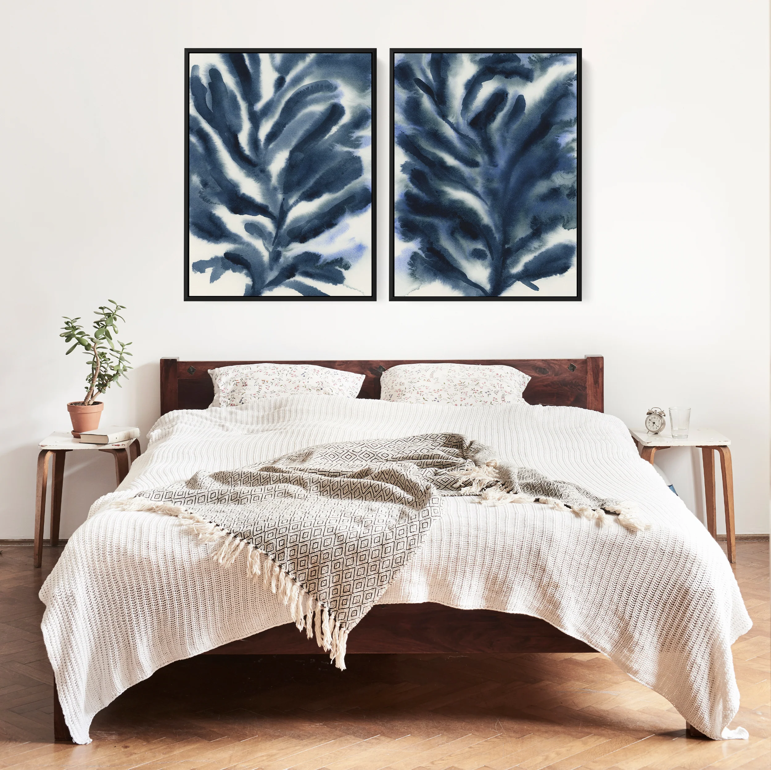 Indigo Seaweed Diptych, No. 2 - Set of 2 - Image 6