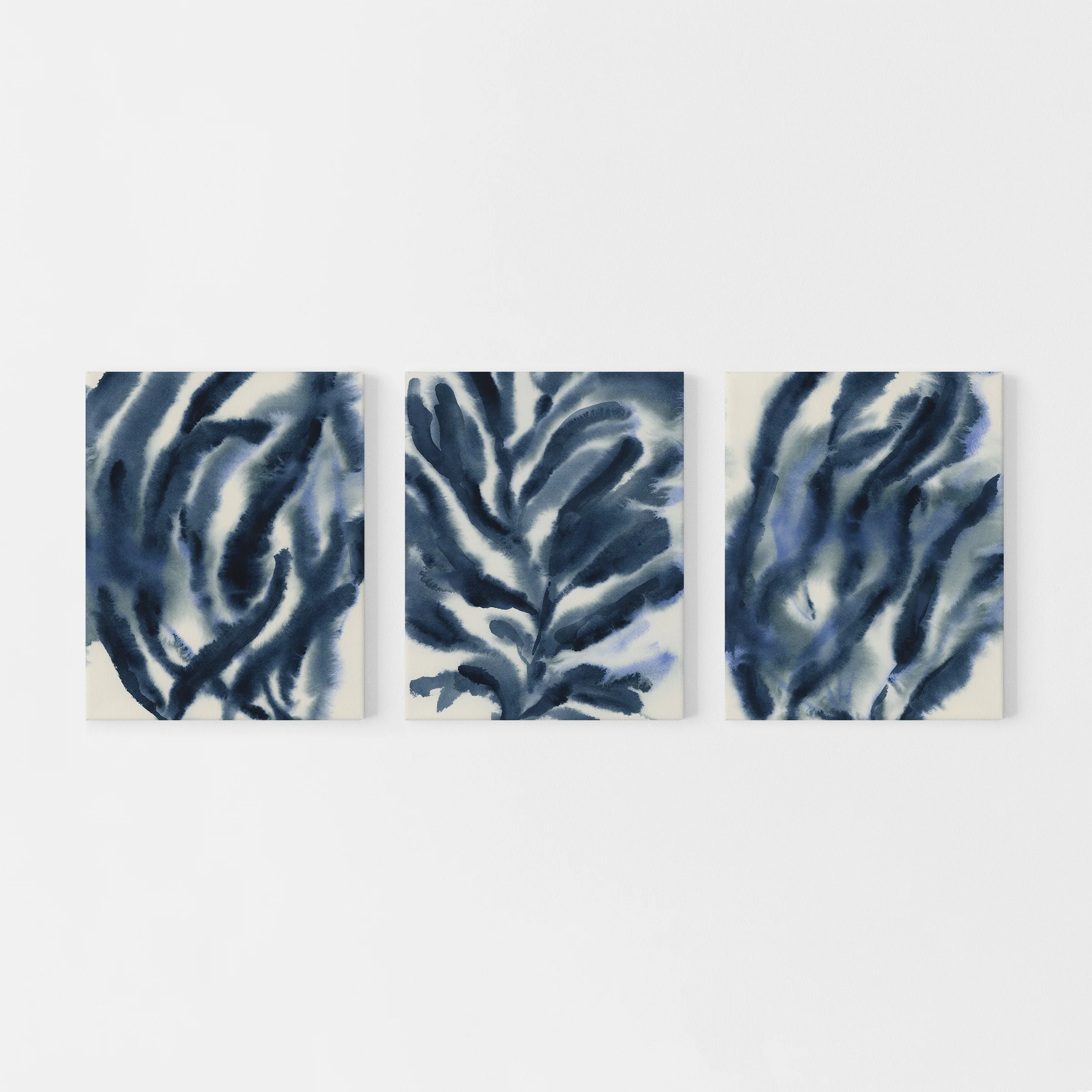 Indigo Seaweed Triptych - Set of 3 - Image 2