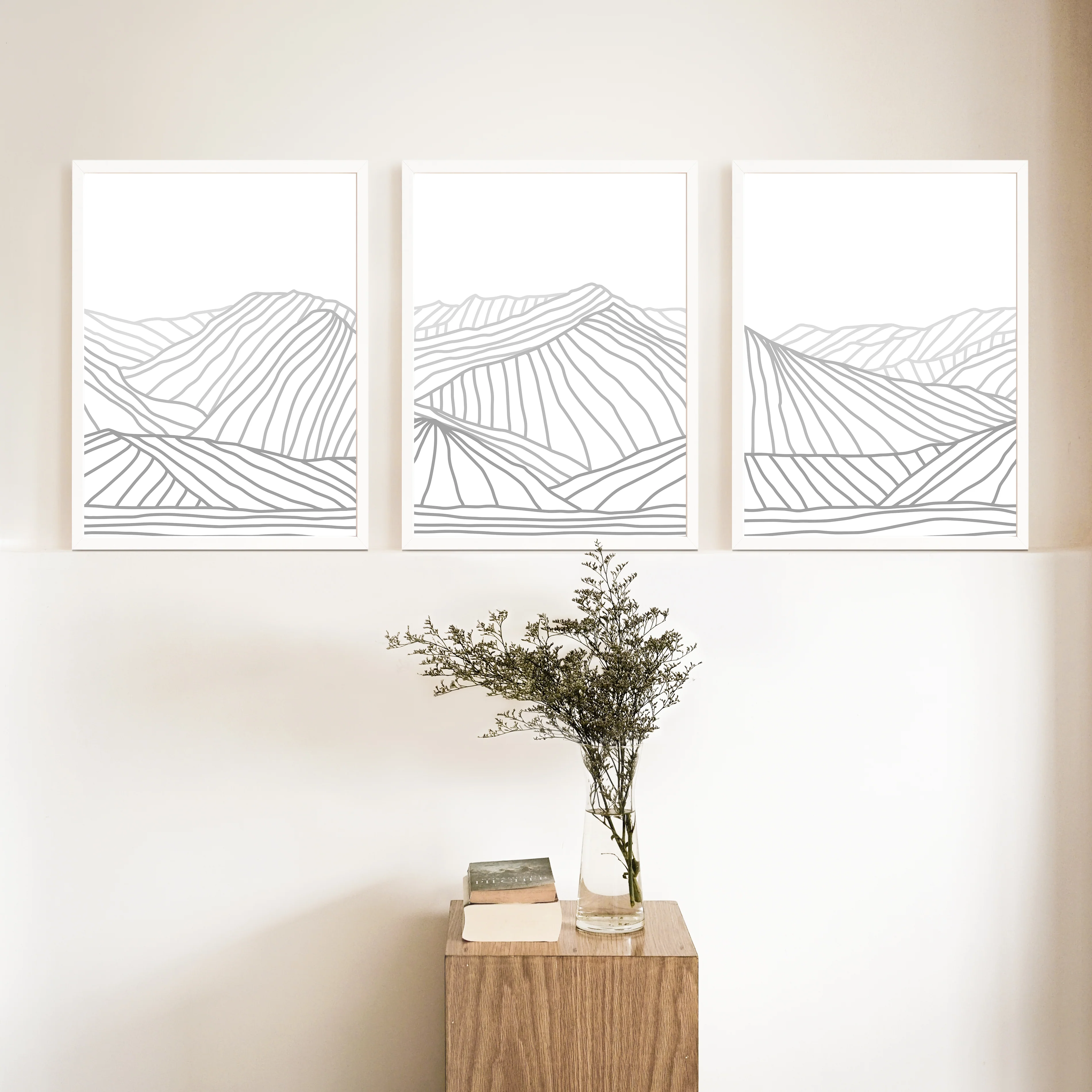 Minimalist Gray Mountain Illustration - Set of 3 - Image 4