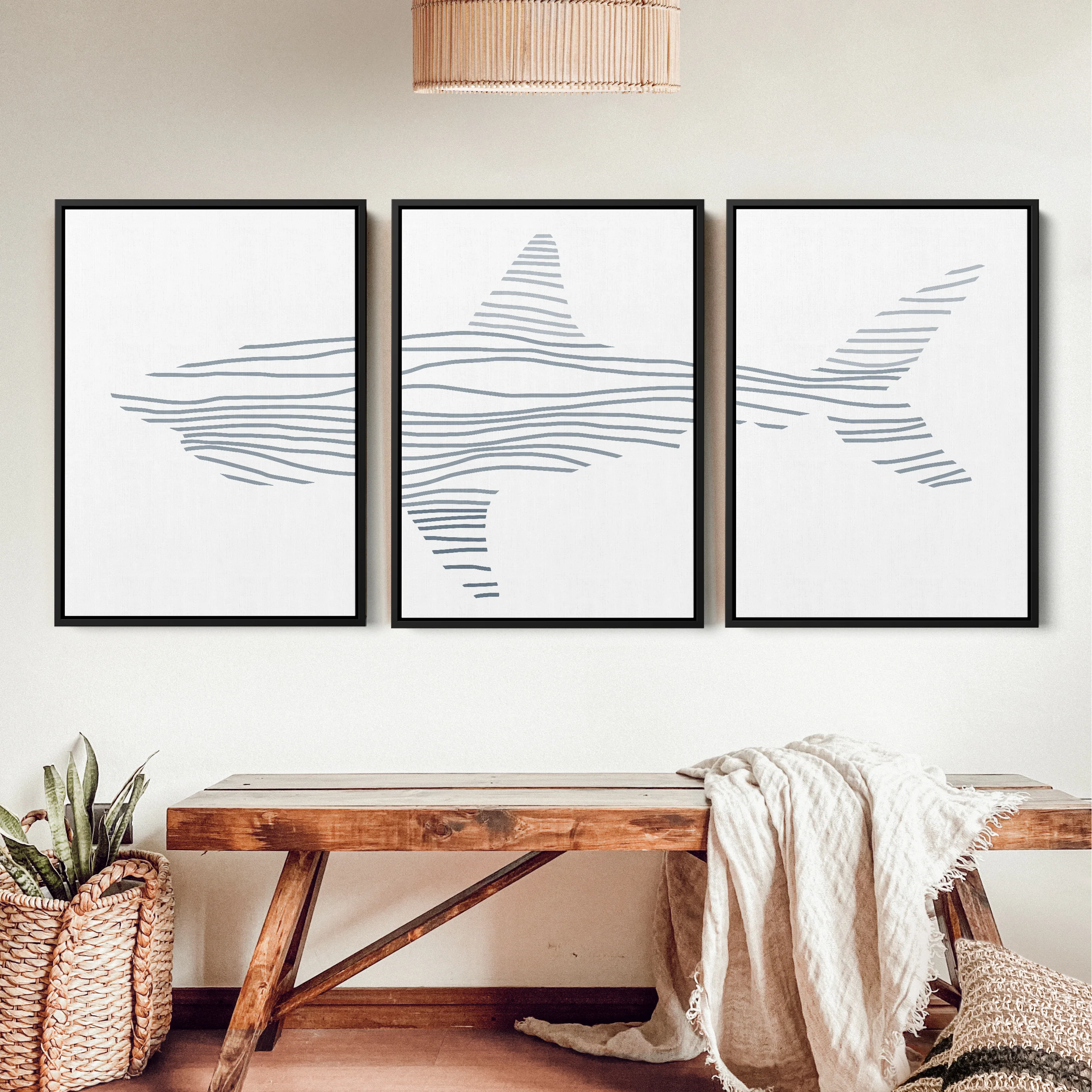 Minimalist Shark Illustration - Set of 3