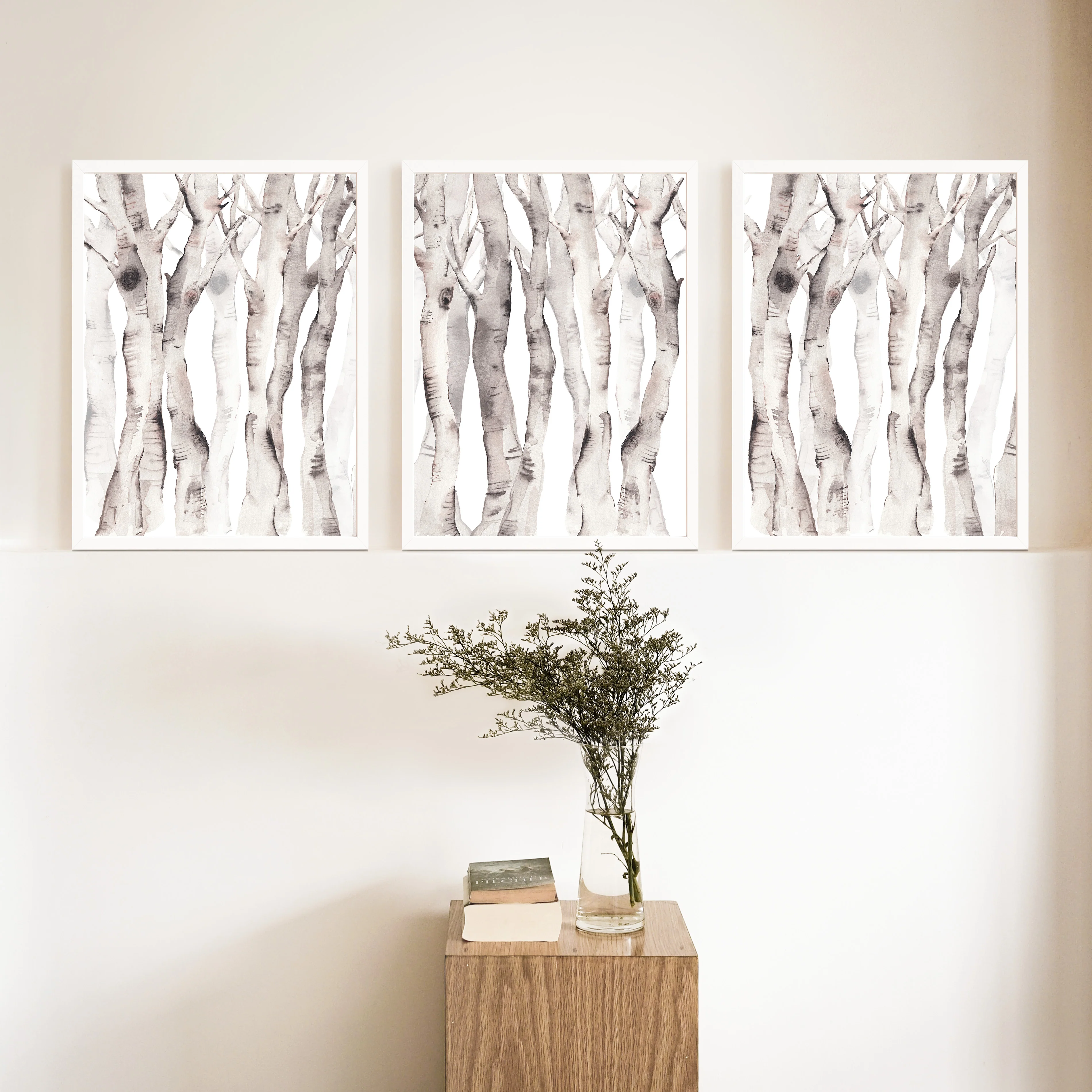 Modern Aspen Birch Tree Watercolor - Set of 3 - Image 6