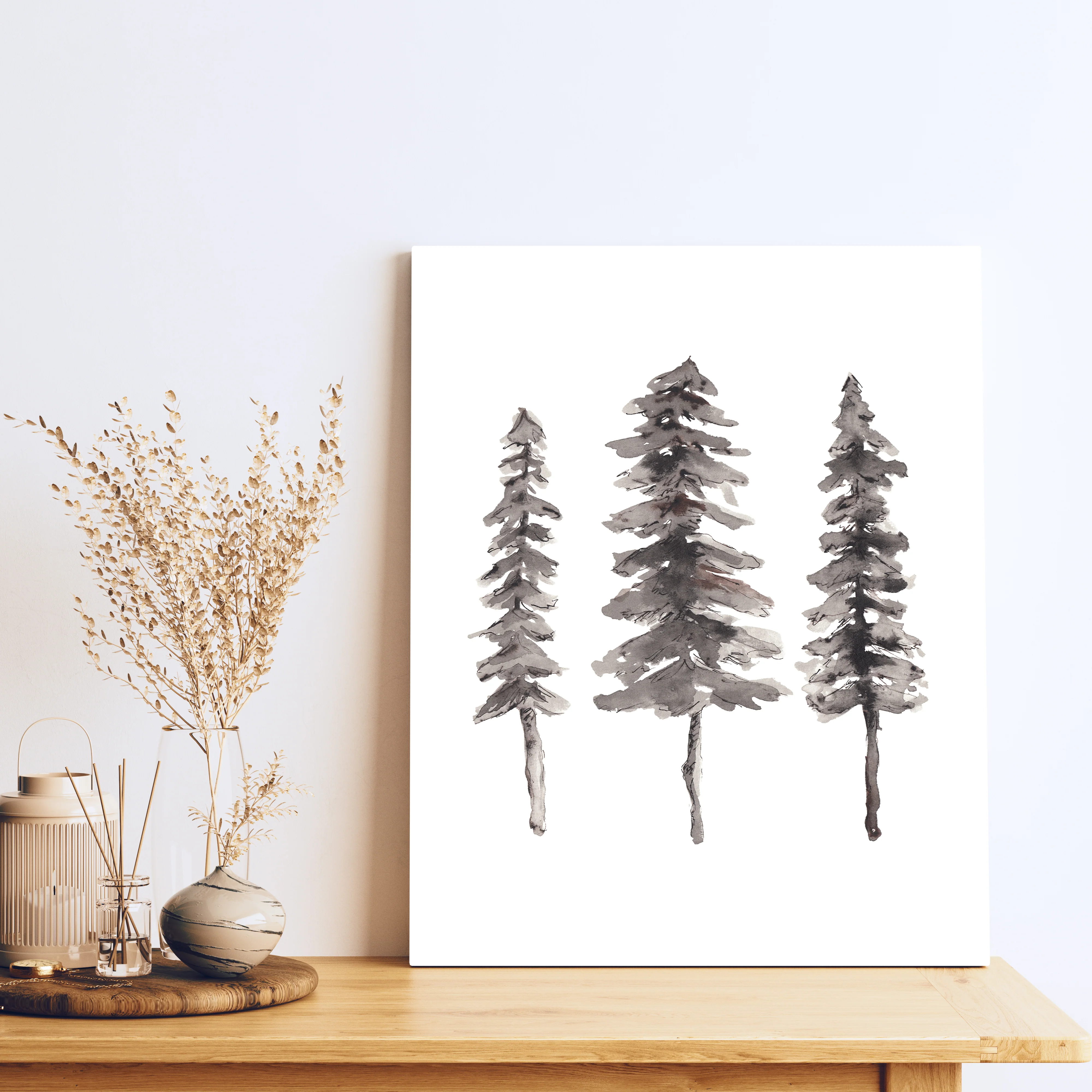Nordic Pine Tree Ink Painting - Image 14