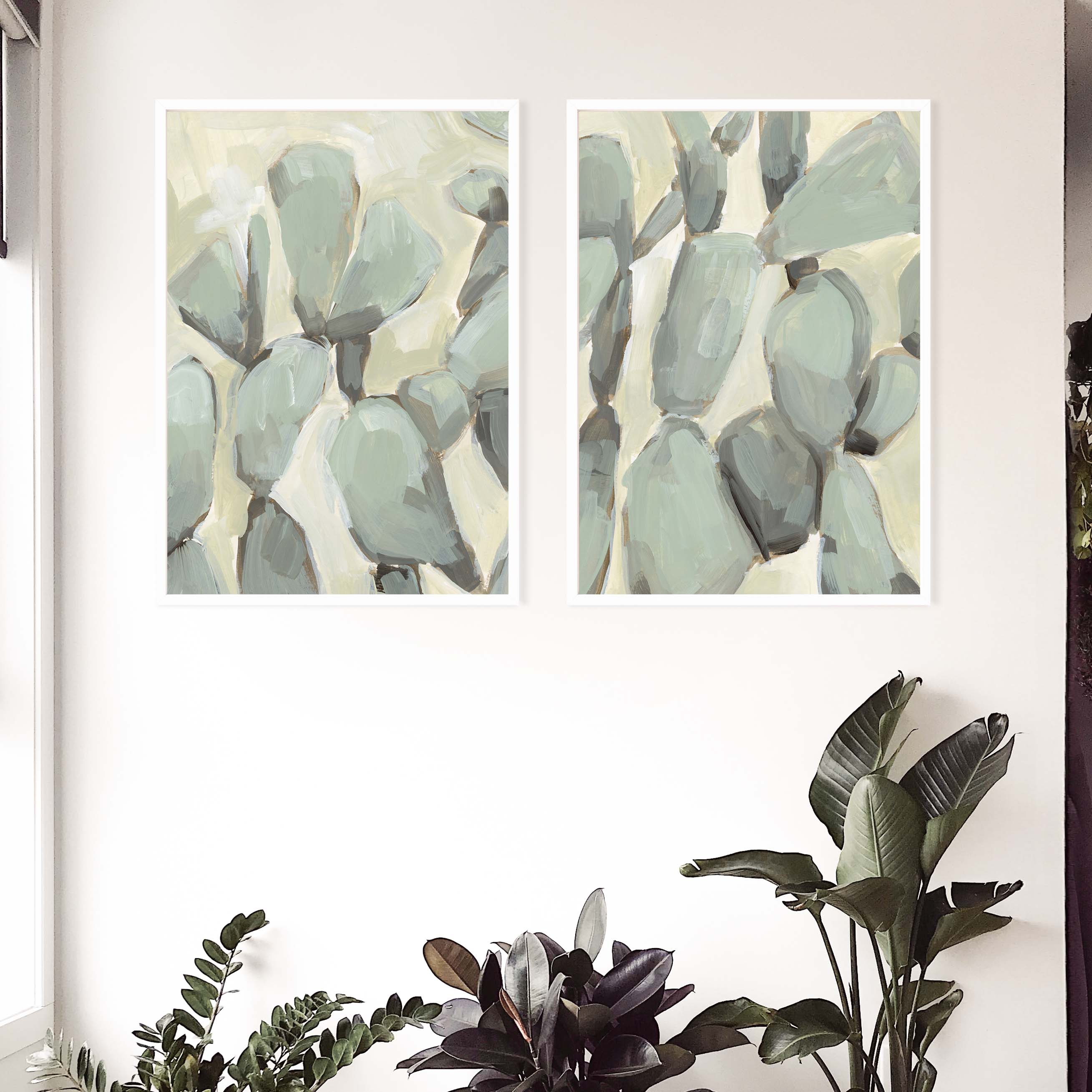 Prickly Pear Neutral Cactus Painting - Set of 2 - Image 5
