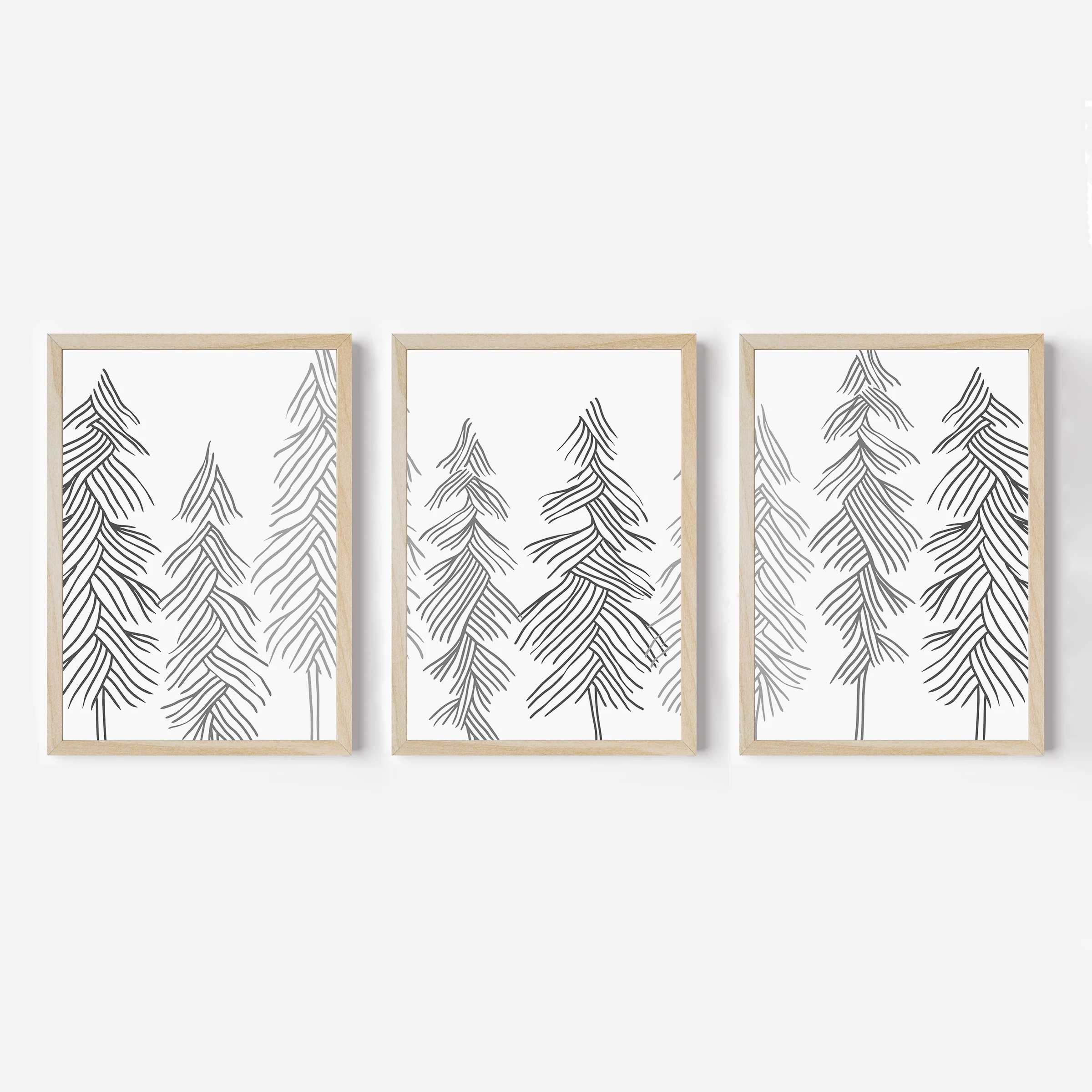 Simple Line Pine Trees - Set of 3 - Image 3