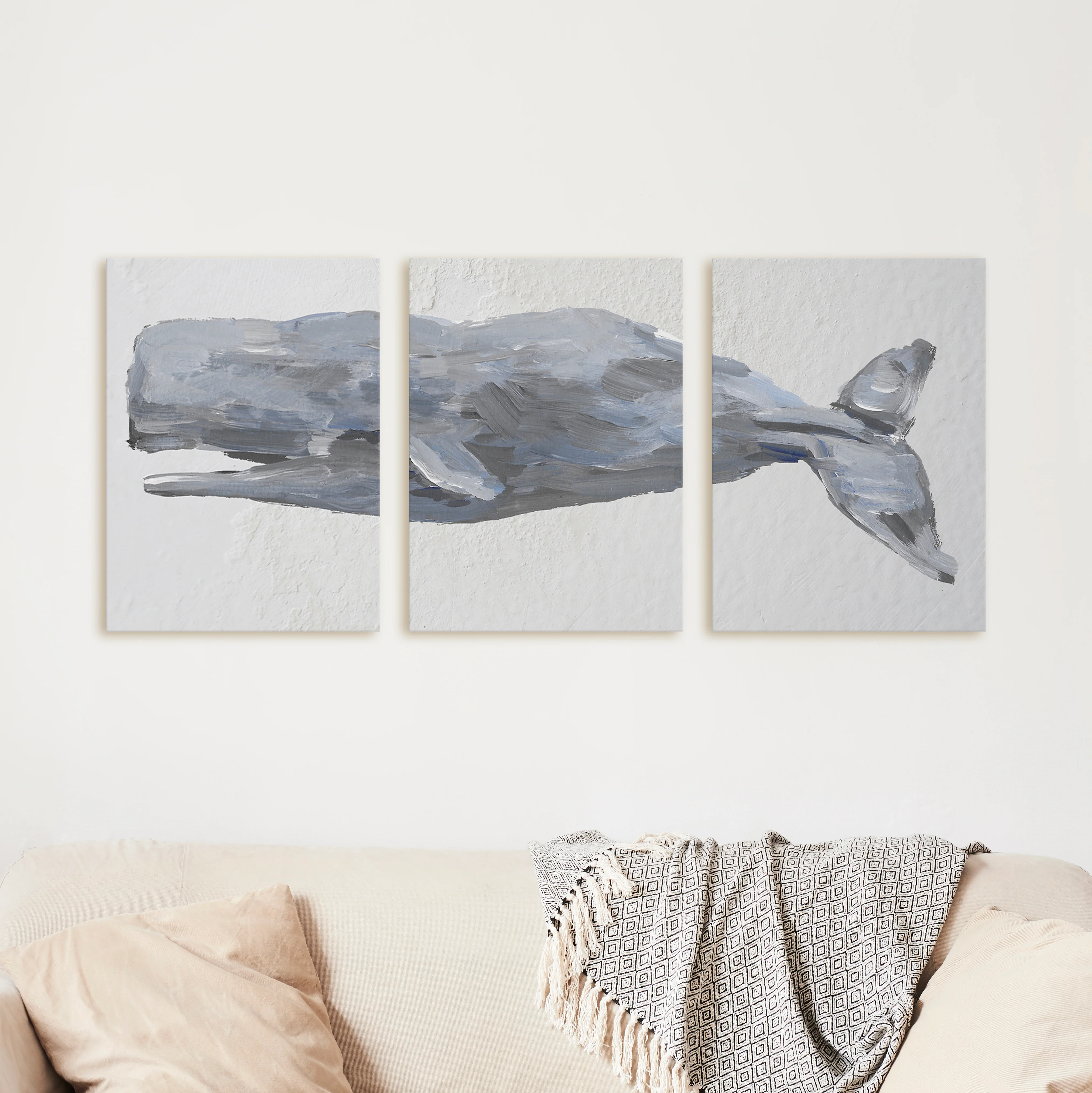 Sperm Whale Painted Triptych - Set of 3 - Image 7